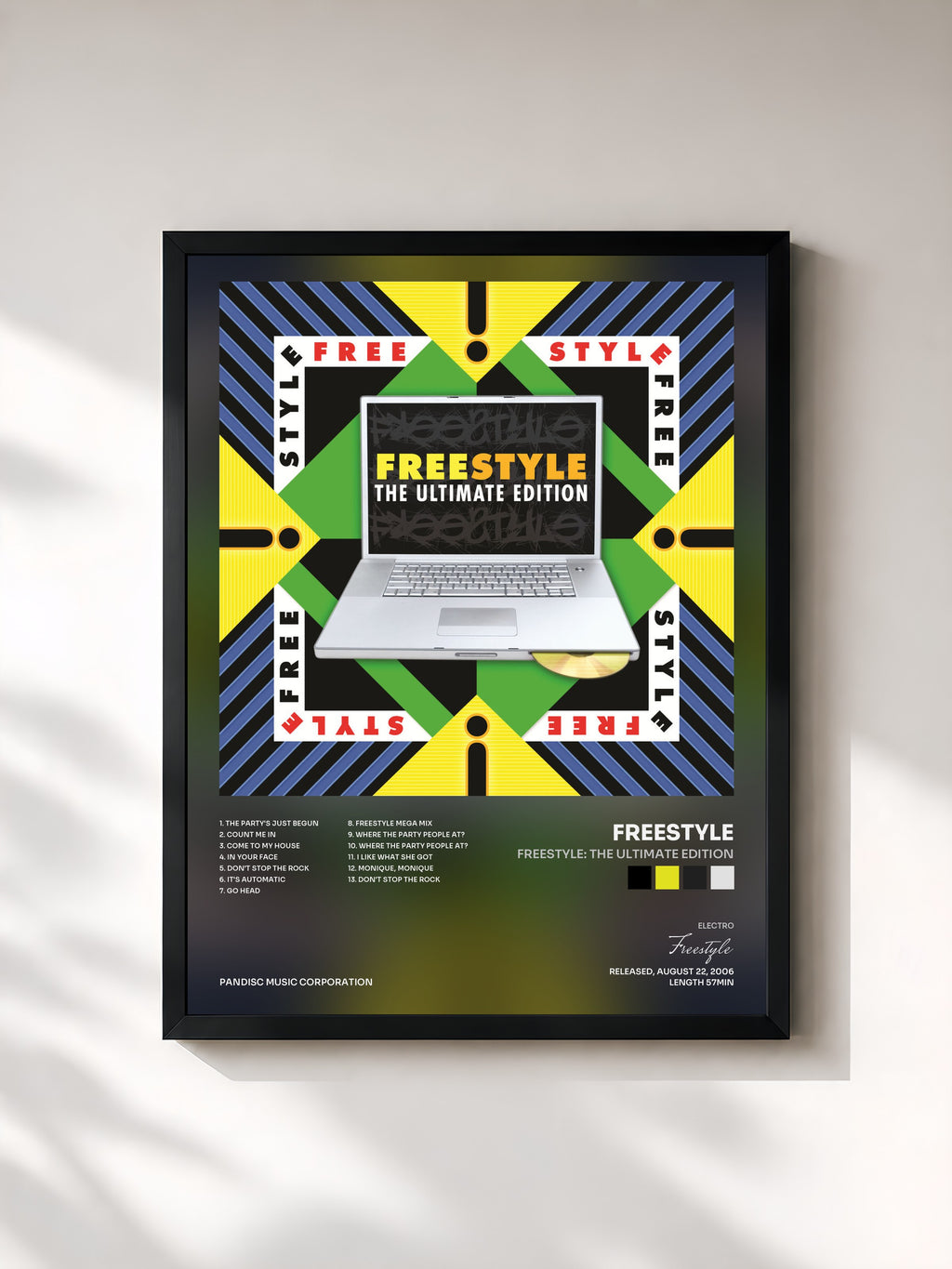 #noir Tableau de l'album Freestyle: The Ultimate Edition de Freestyle, cadre noir, imprimé et encadré en France