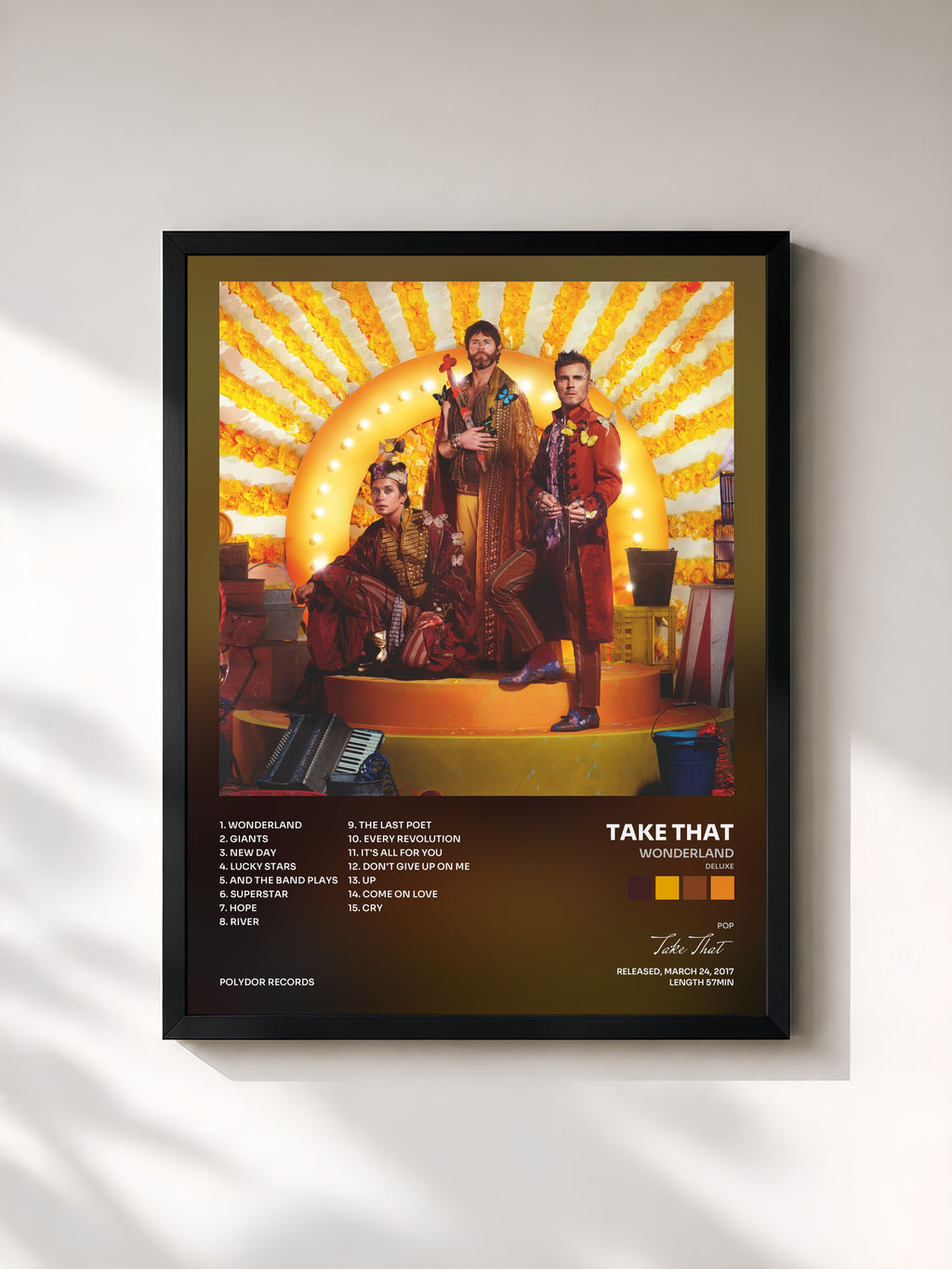 #noir Tableau de l'album Wonderland (Deluxe) de Take That, cadre noir, imprimé et encadré en France