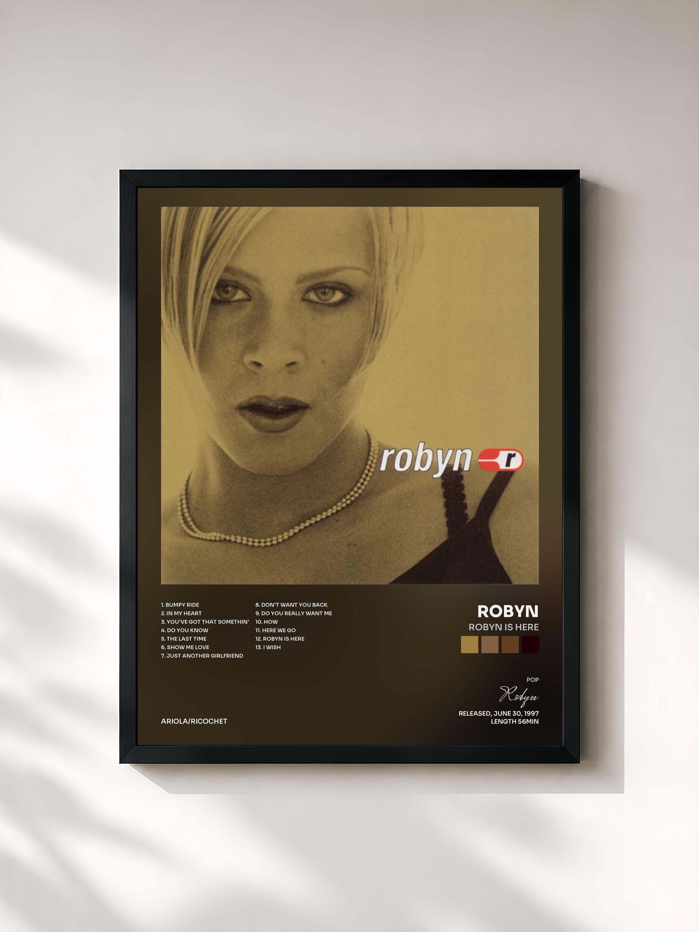 #noir Tableau de l'album Robyn Is Here de Robyn, cadre noir, imprimé et encadré en France