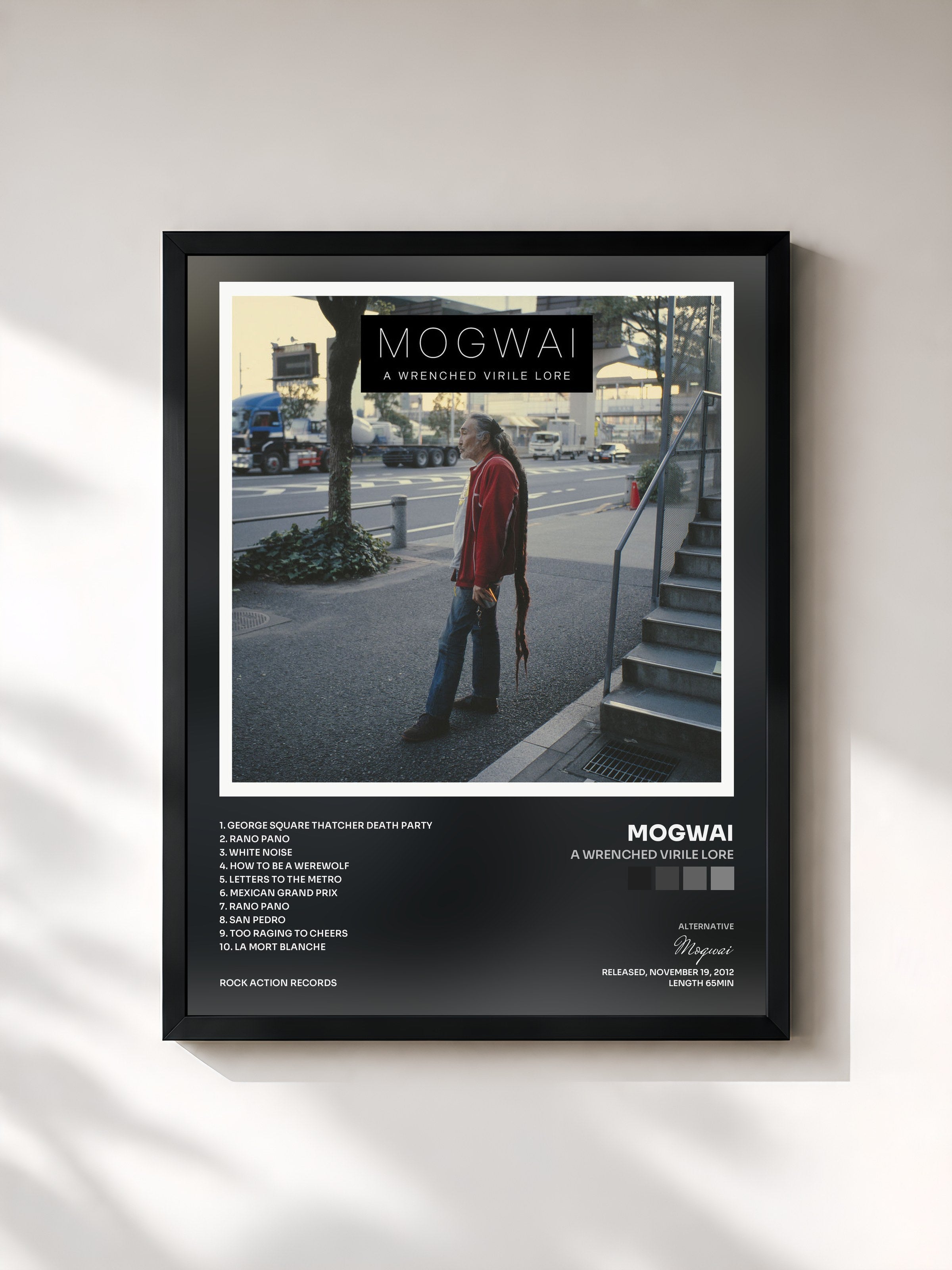 #noir Tableau de l'album A Wrenched Virile Lore de Mogwai, cadre noir, imprimé et encadré en France