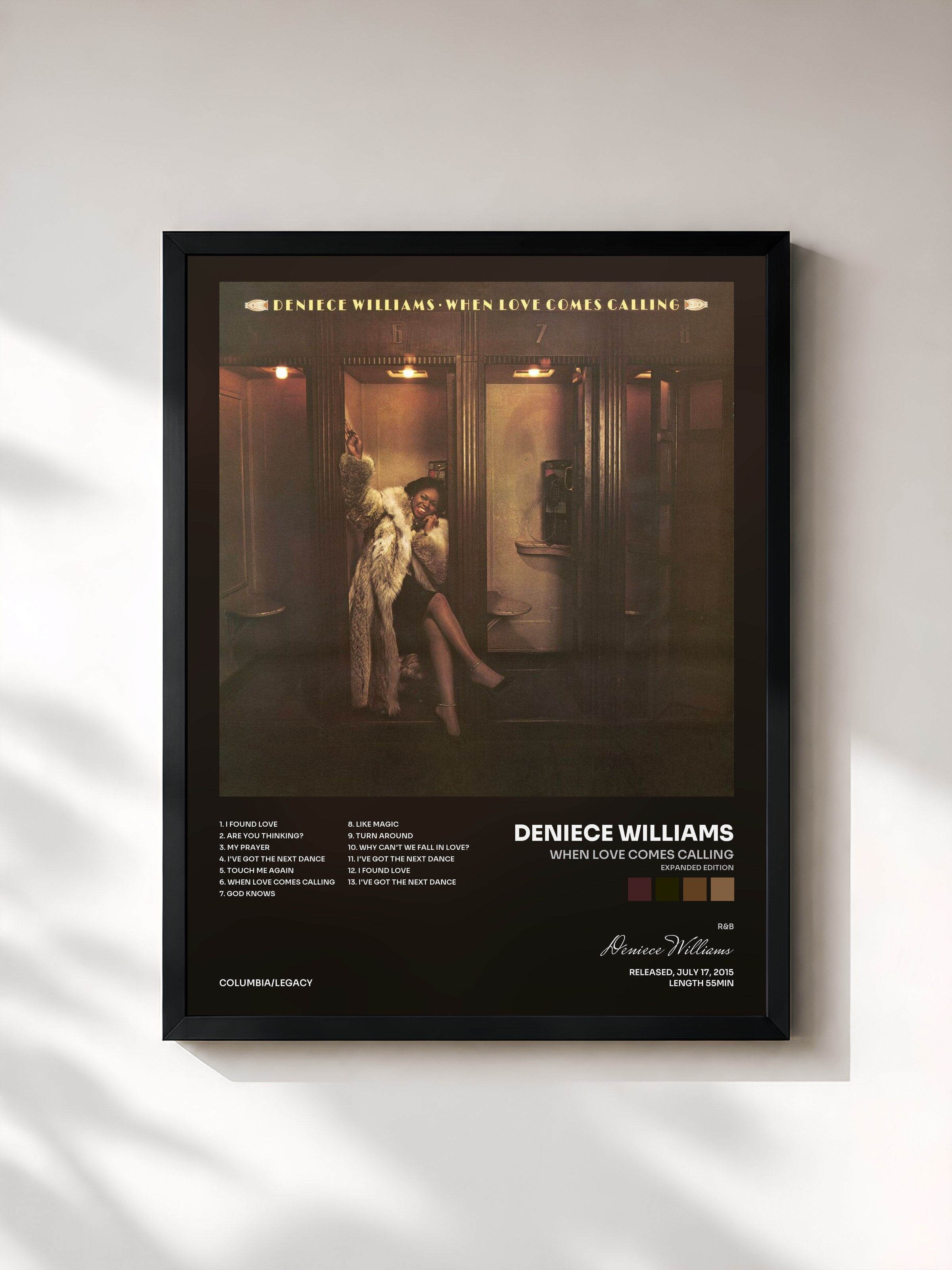 #noir Tableau de l'album When Love Comes Calling (Expanded Edition) de Deniece Williams, cadre noir, imprimé et encadré en France