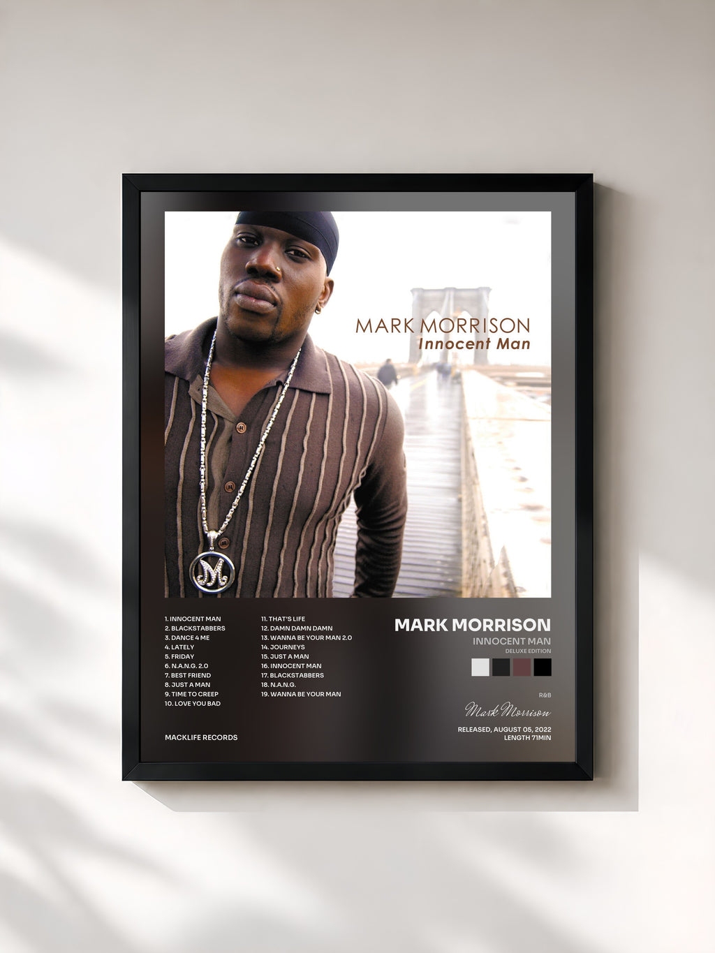 #noir Tableau de l'album Innocent Man (Deluxe Edition) de Mark Morrison, cadre noir, imprimé et encadré en France