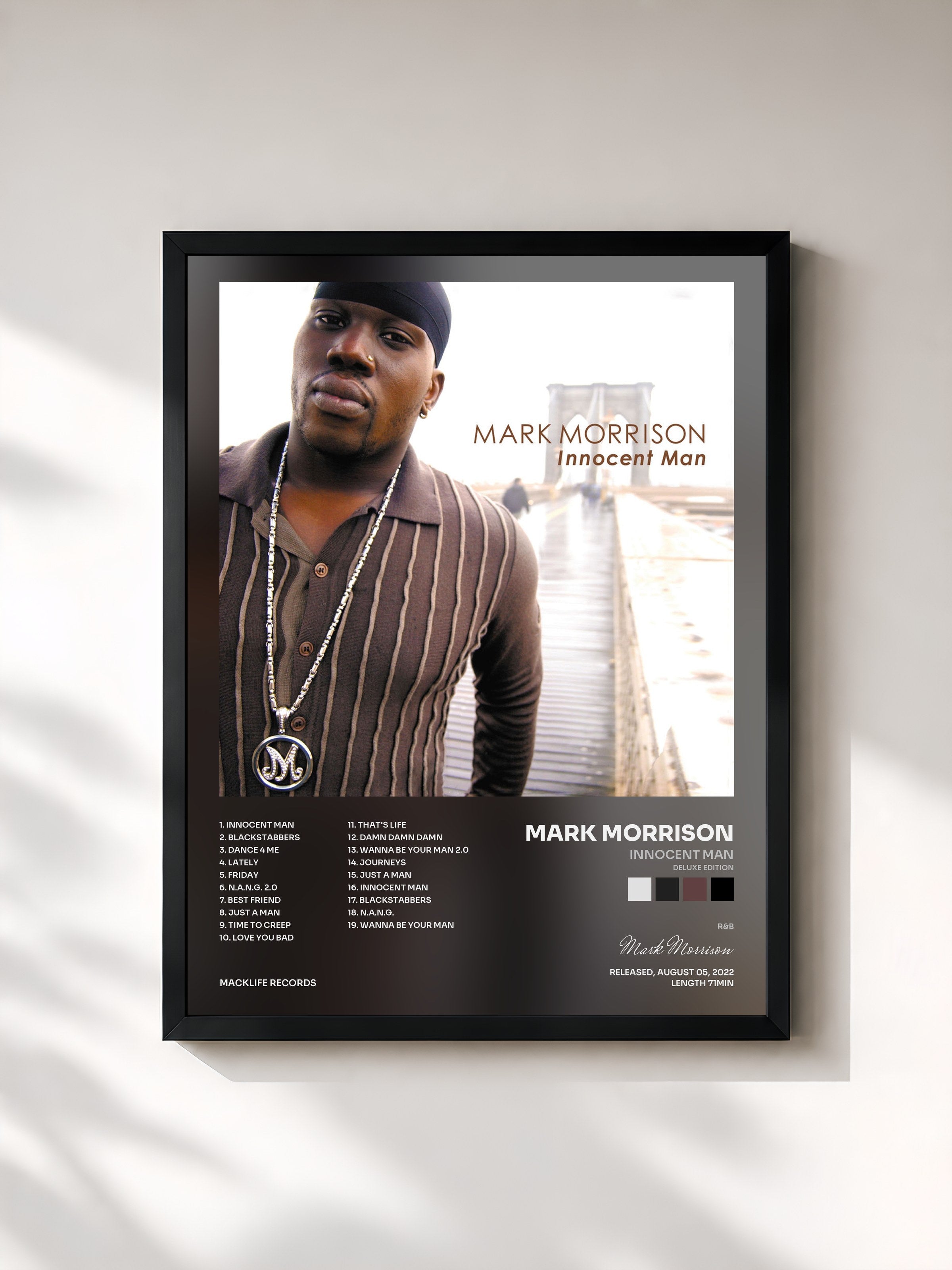 #noir Tableau de l'album Innocent Man (Deluxe Edition) de Mark Morrison, cadre noir, imprimé et encadré en France