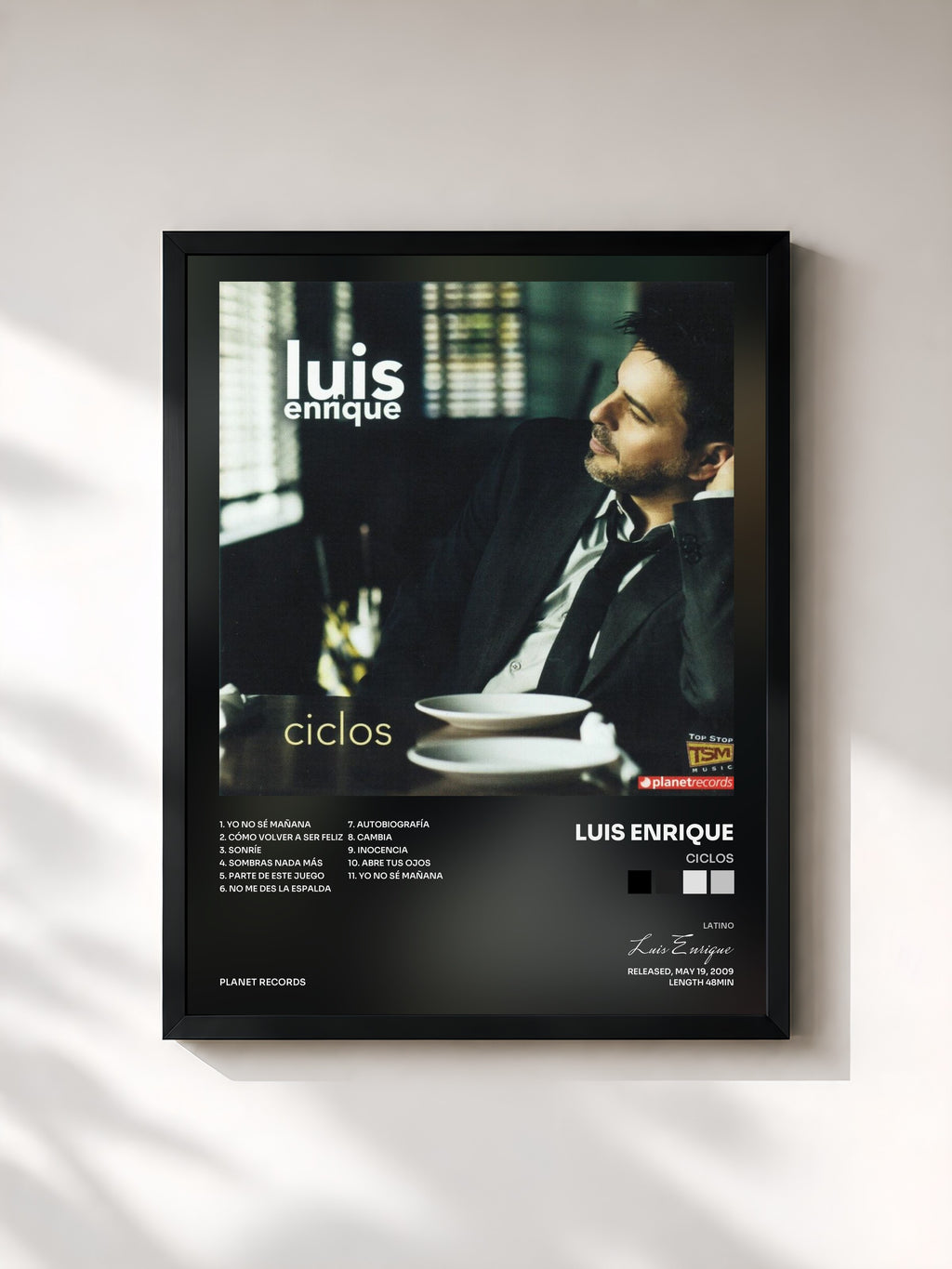 #noir Tableau de l'album Ciclos de Luis Enrique, cadre noir, imprimé et encadré en France