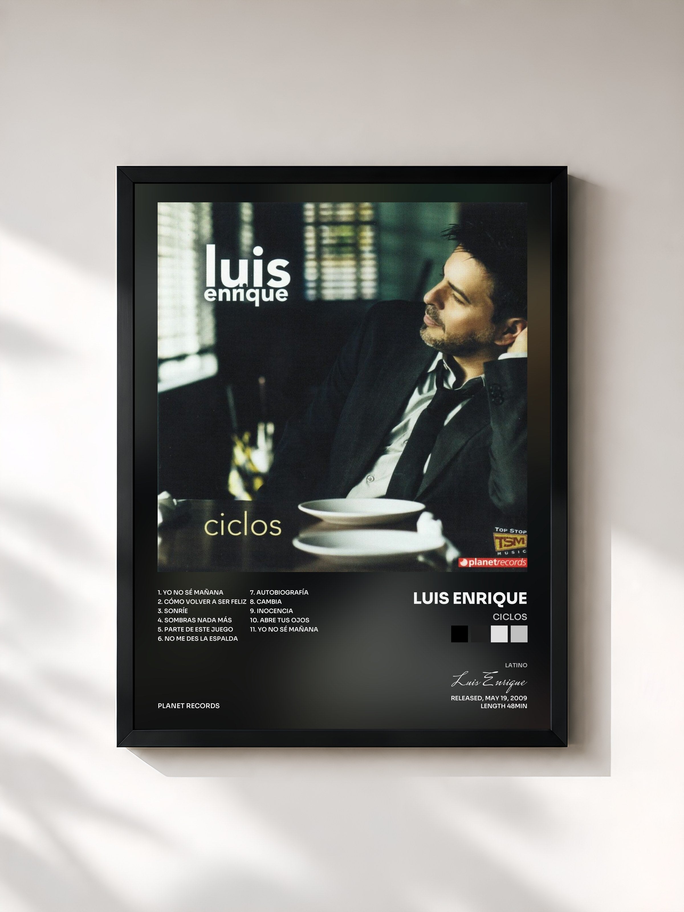 #noir Tableau de l'album Ciclos de Luis Enrique, cadre noir, imprimé et encadré en France