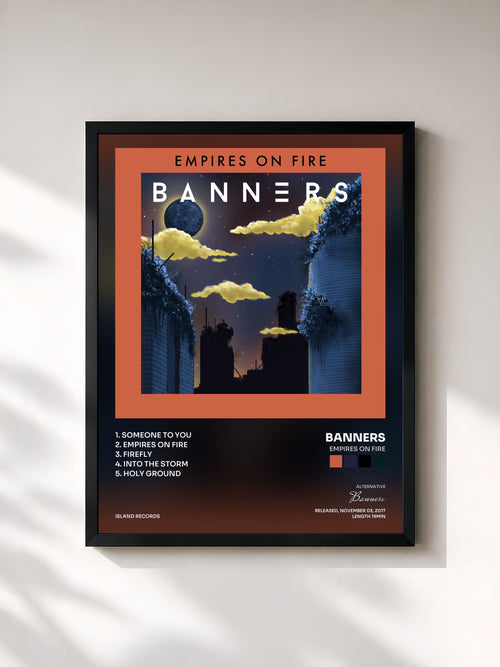 #noir Empires On Fire von Banners als gerahmter Kunstdruck, schwarzer Rahmen, gedruckt und gerahmt in Frankreich