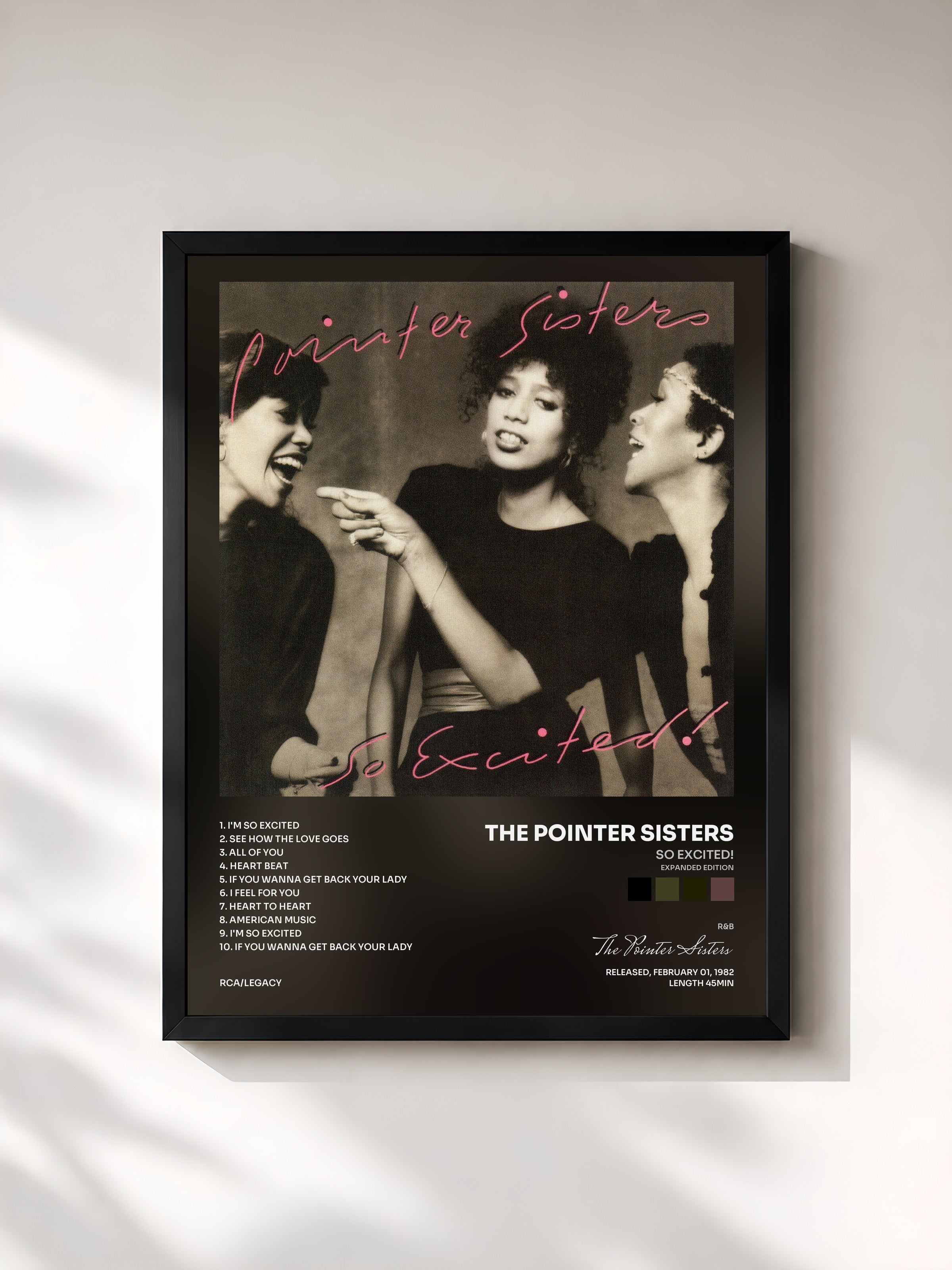 #noir Tableau de l'album So Excited! (Expanded Edition) de The Pointer Sisters, cadre noir, imprimé et encadré en France