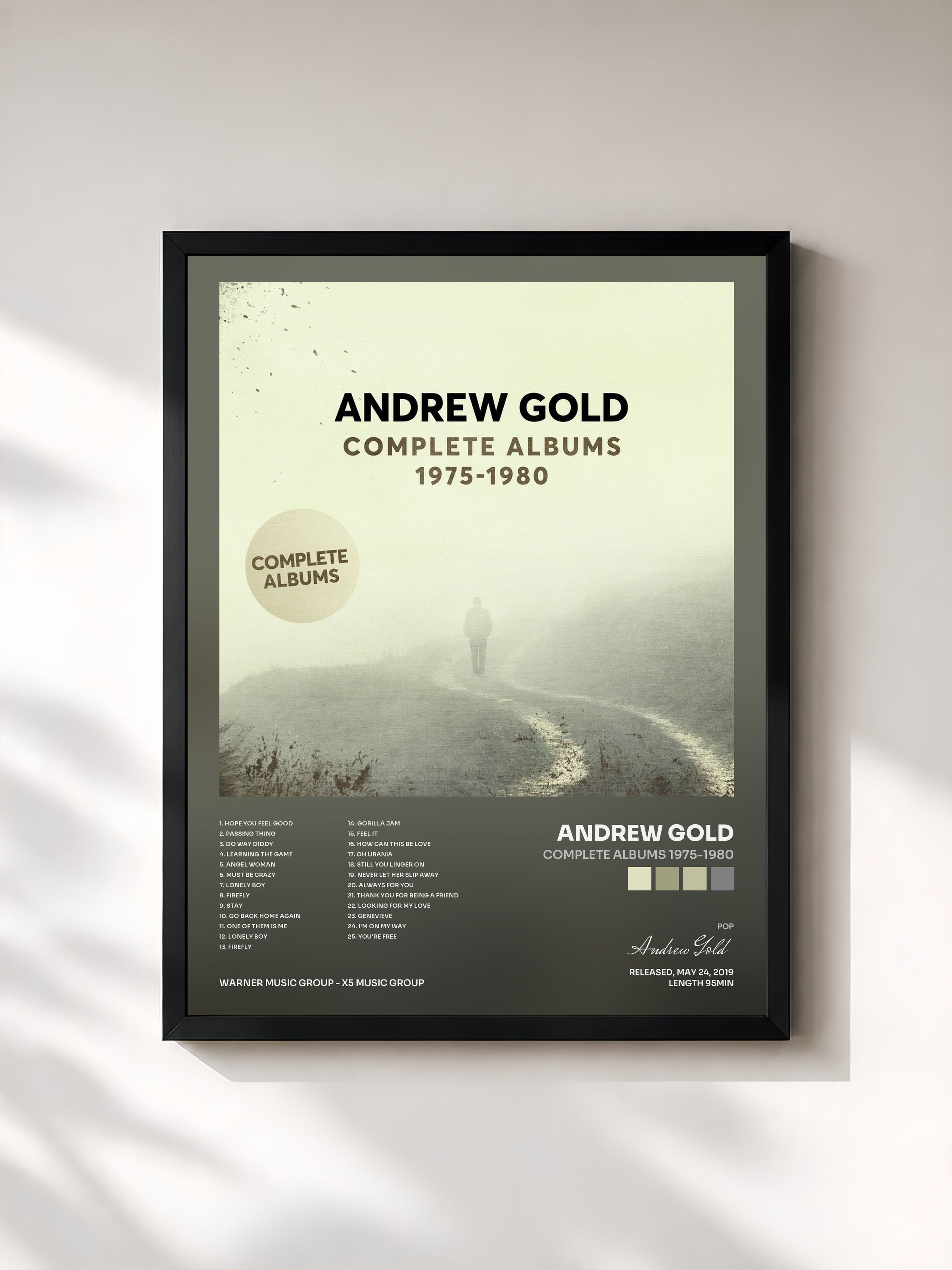 #noir Tableau de l'album Complete Albums 1975-1980 de Andrew Gold, cadre noir, imprimé et encadré en France