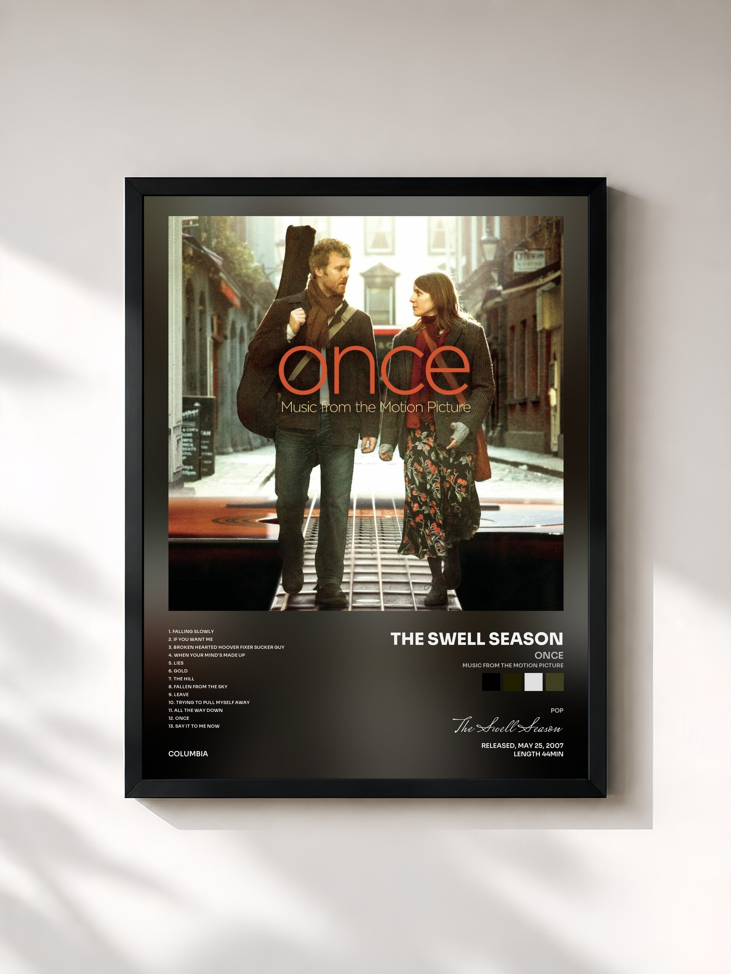#noir Tableau de l'album Once (Music From The Motion Picture) de The Swell Season, cadre noir, imprimé et encadré en France