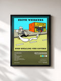 #noir Tableau de l'album Stop Stealing The Covers! de Edith Whiskers, cadre noir, imprimé et encadré en France