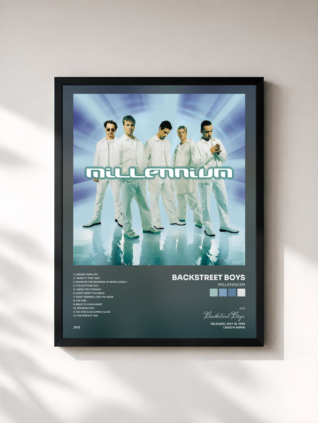 #noir Tableau de l'album Millennium de Backstreet Boys, cadre noir, imprimé et encadré en France