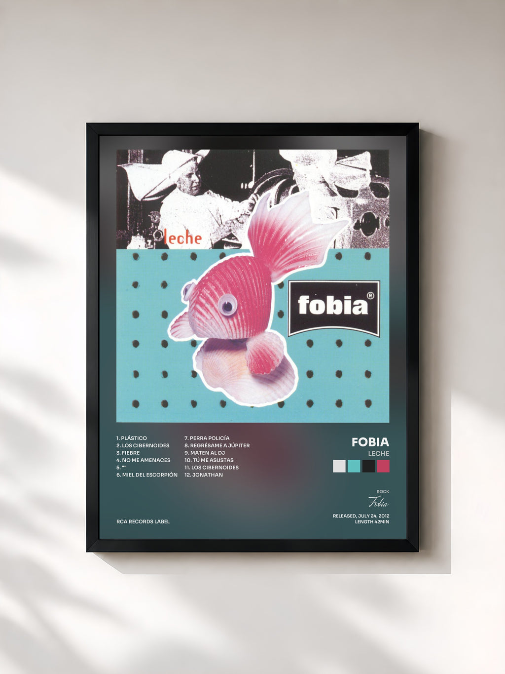 #noir Tableau de l'album Leche de Fobia, cadre noir, imprimé et encadré en France