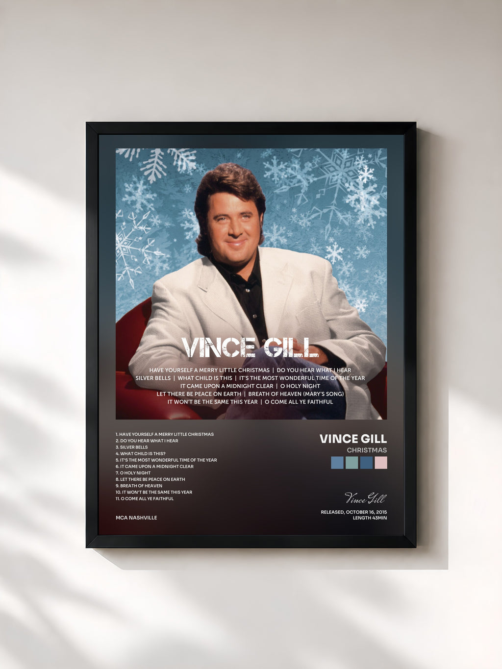 #noir Tableau de l'album Christmas de Vince Gill, cadre noir, imprimé et encadré en France