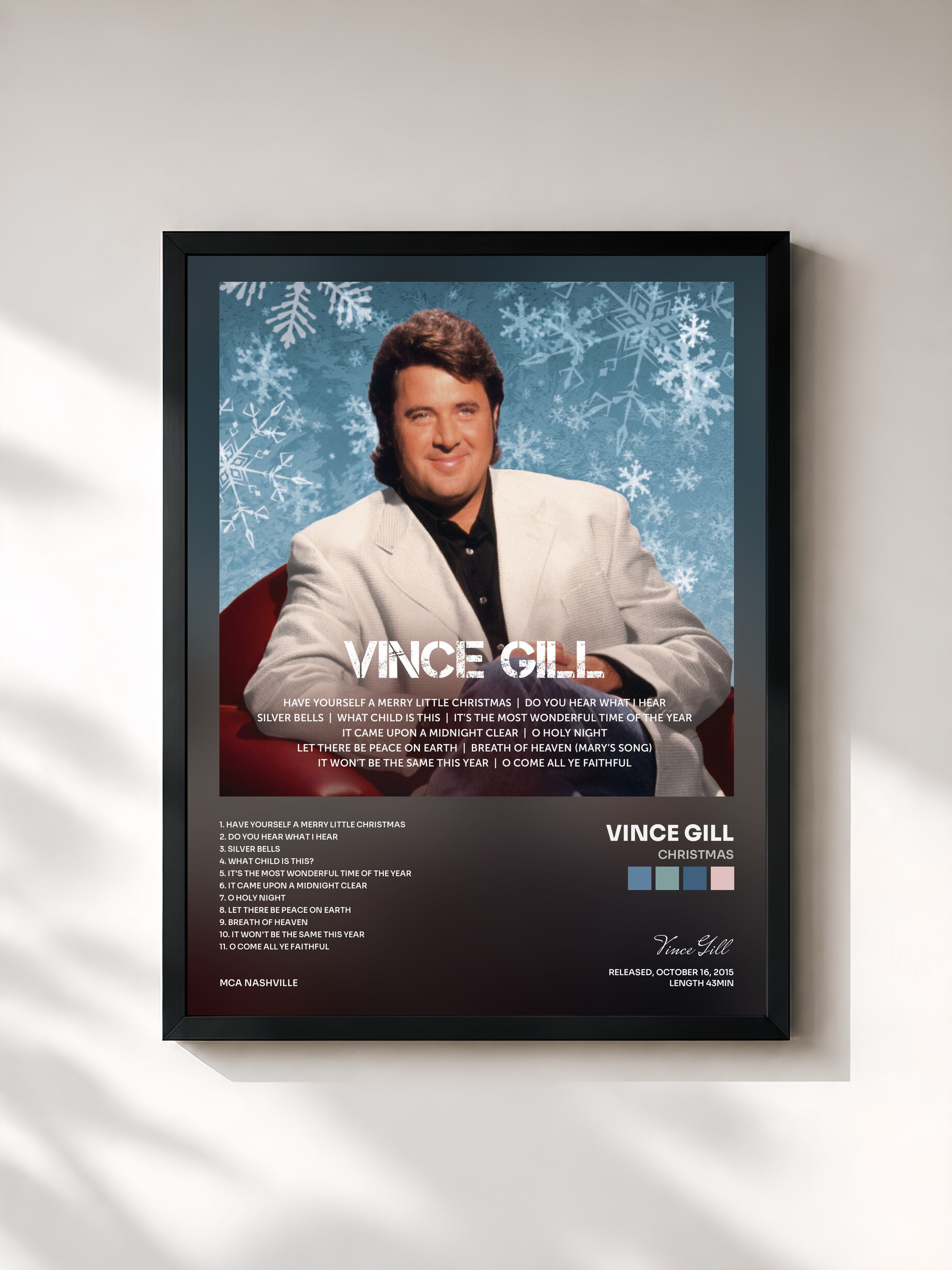 #noir Tableau de l'album Christmas de Vince Gill, cadre noir, imprimé et encadré en France