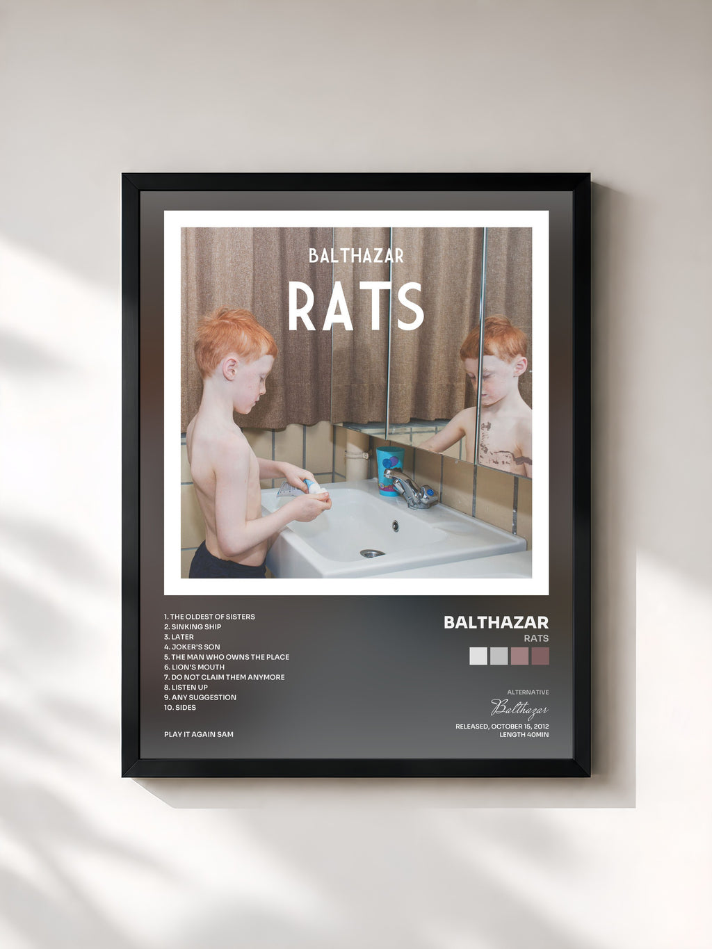 #noir Tableau de l'album Rats de Balthazar, cadre noir, imprimé et encadré en France