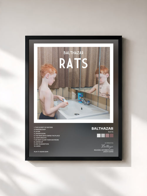 #noir Tableau de l'album Rats de Balthazar, cadre noir, imprimé et encadré en France