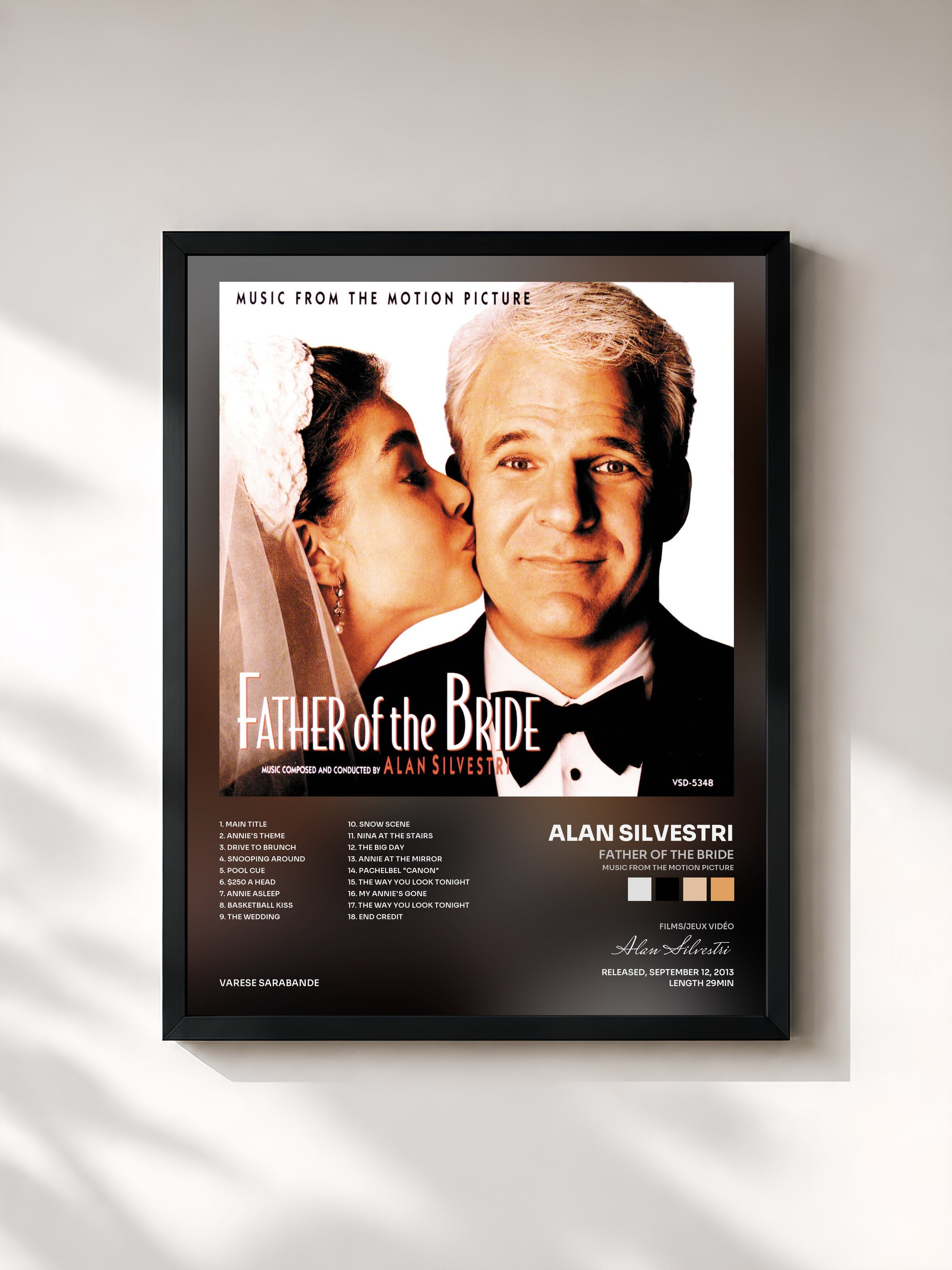 #noir Tableau de l'album Father Of The Bride (Music From The Motion Picture) de Alan Silvestri, cadre noir, imprimé et encadré en France