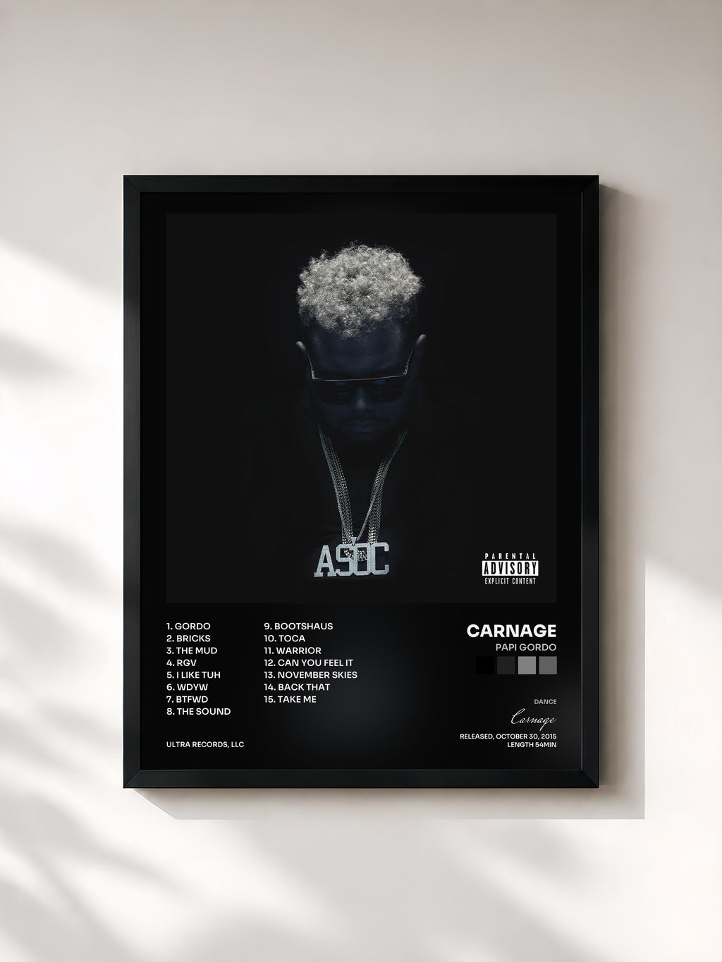 #noir Tableau de l'album Papi Gordo de Carnage, cadre noir, imprimé et encadré en France