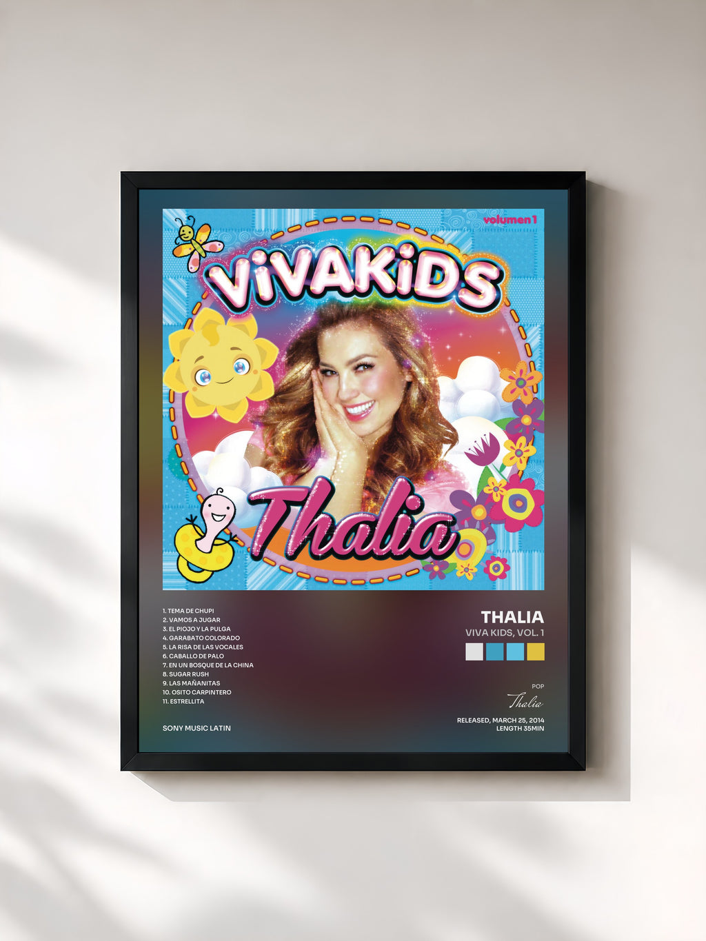 #noir Tableau de l'album Viva Kids, Vol. 1 de Thalia, cadre noir, imprimé et encadré en France