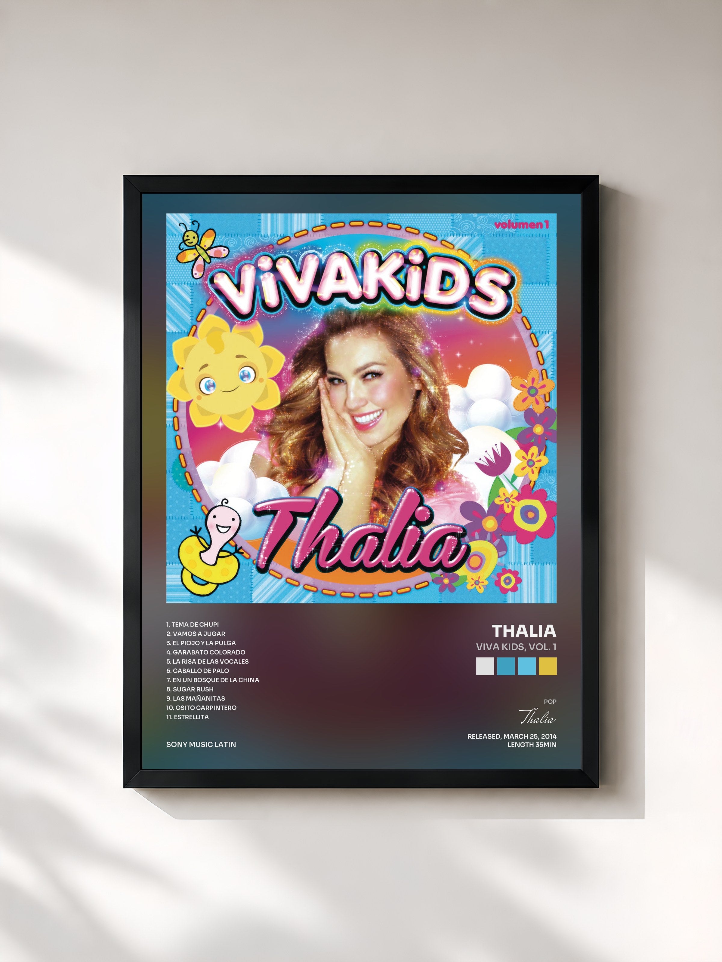 #noir Tableau de l'album Viva Kids, Vol. 1 de Thalia, cadre noir, imprimé et encadré en France