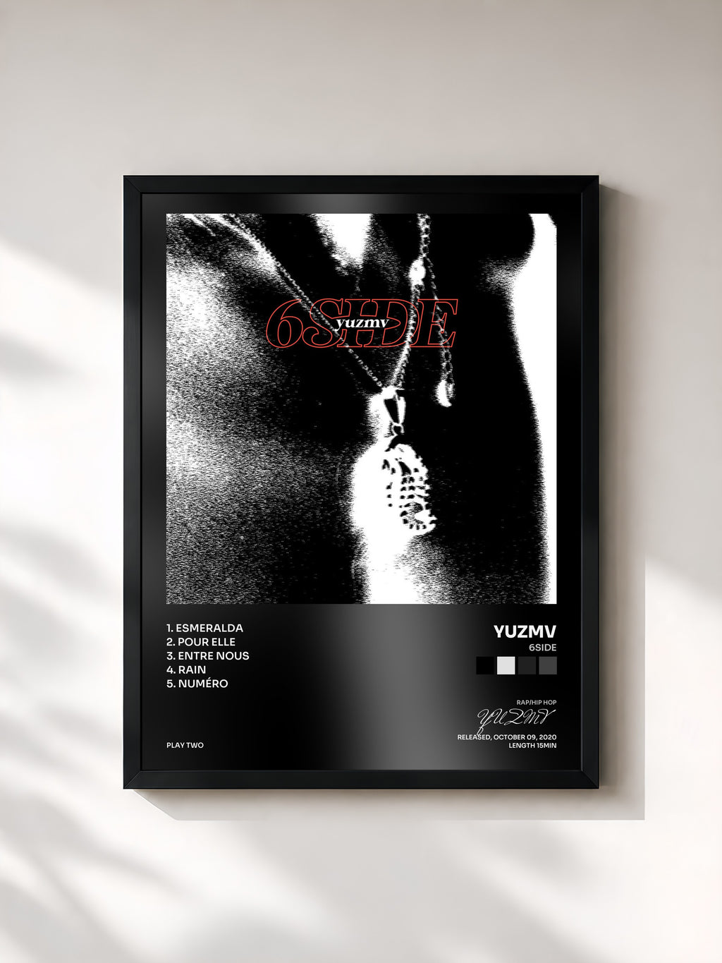 #noir Tableau de l'album 6side de YUZMV, cadre noir, imprimé et encadré en France