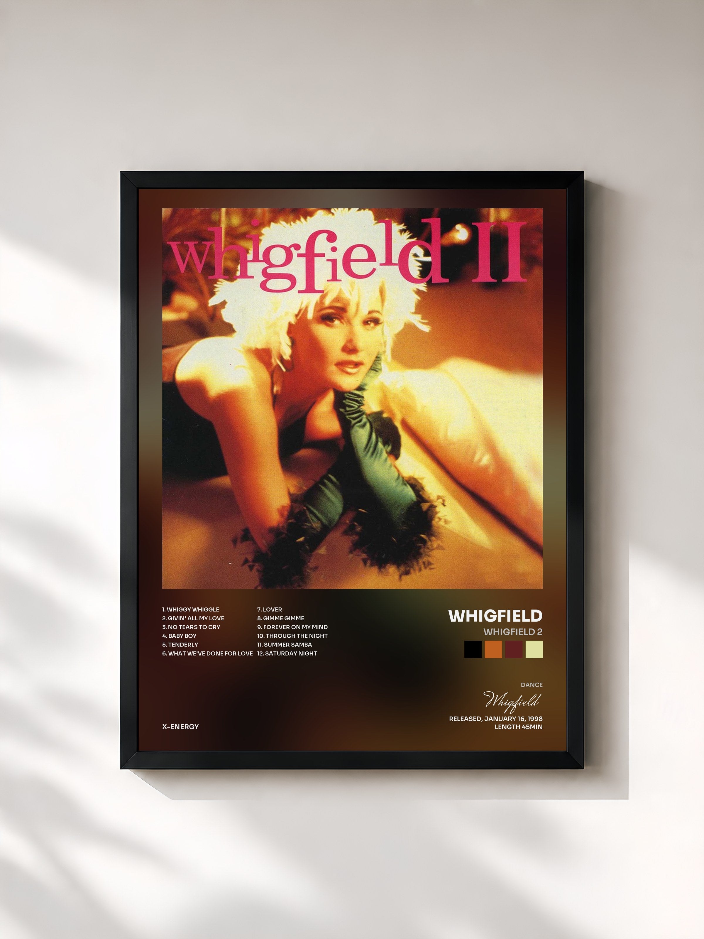 #noir Tableau de l'album Whigfield 2 de Whigfield, cadre noir, imprimé et encadré en France
