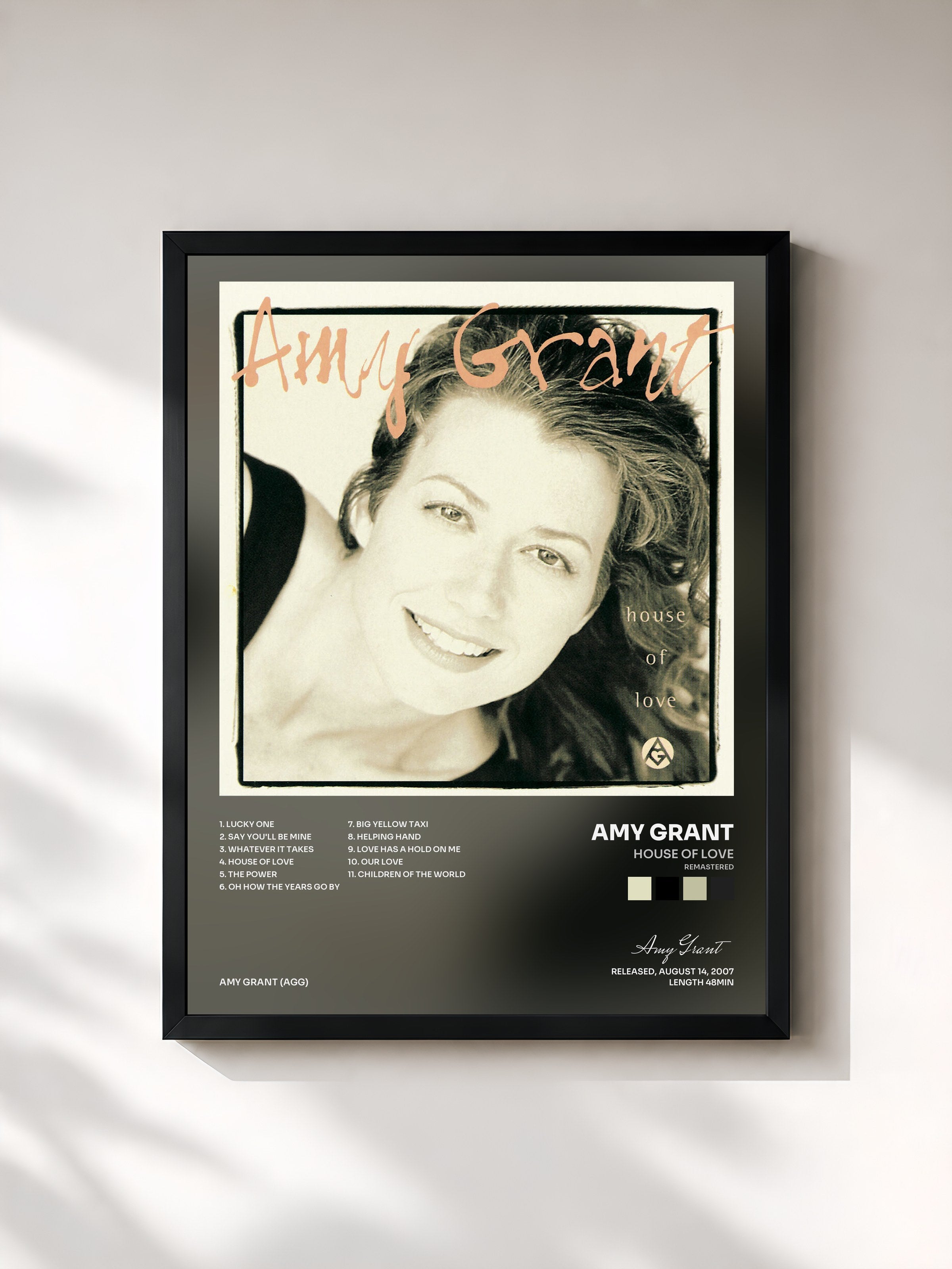 #noir Tableau de l'album House Of Love (Remastered) de Amy Grant, cadre noir, imprimé et encadré en France