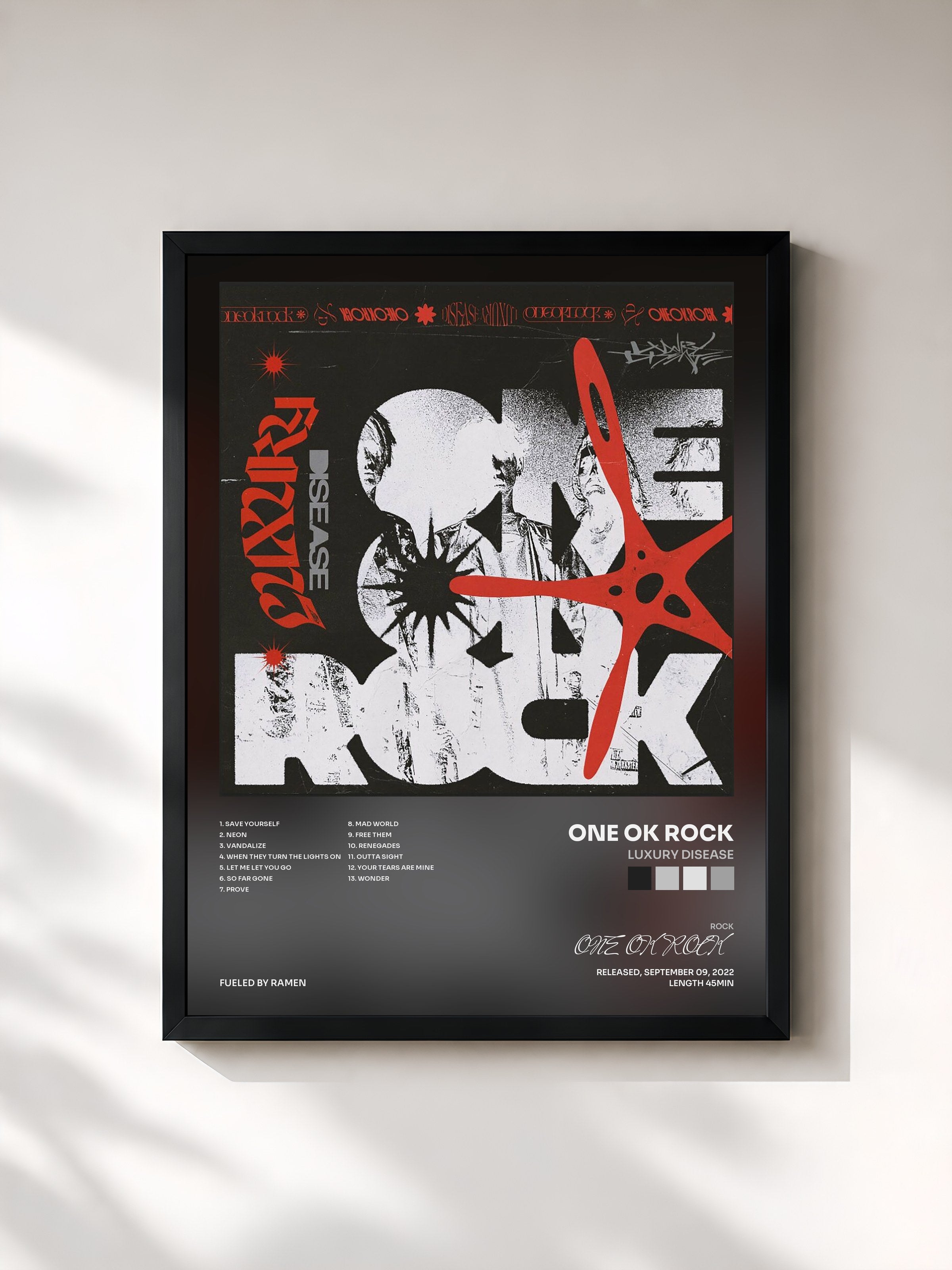 #noir Tableau de l'album Luxury Disease de ONE OK ROCK, cadre noir, imprimé et encadré en France