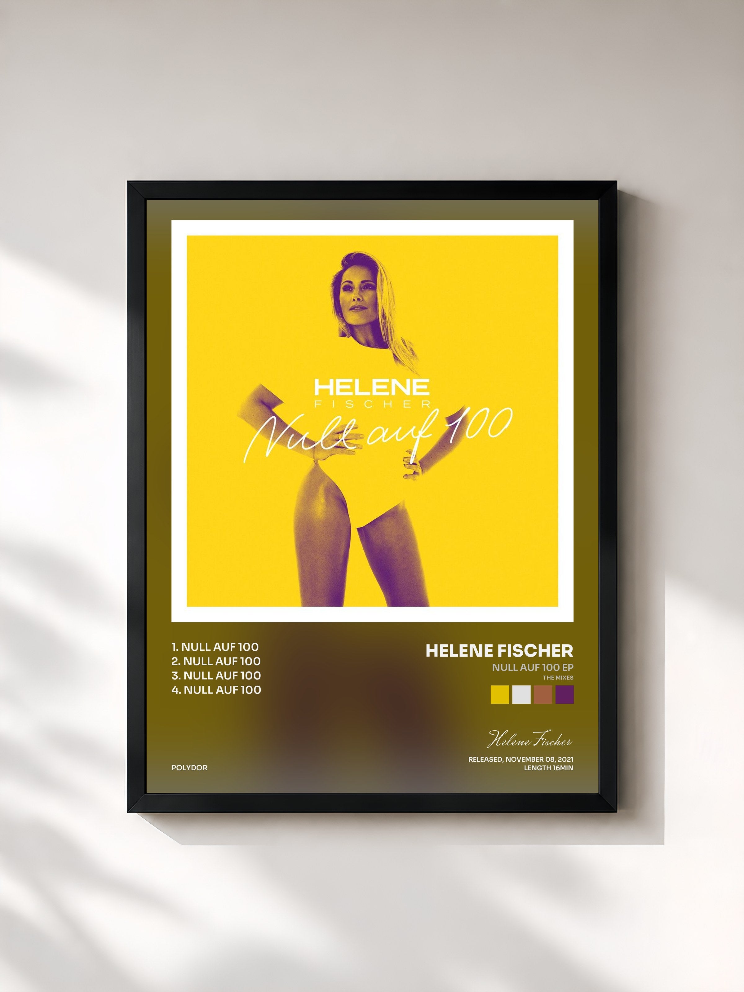 #noir Tableau de l'album Null auf 100 EP (The Mixes) de Helene Fischer, cadre noir, imprimé et encadré en France