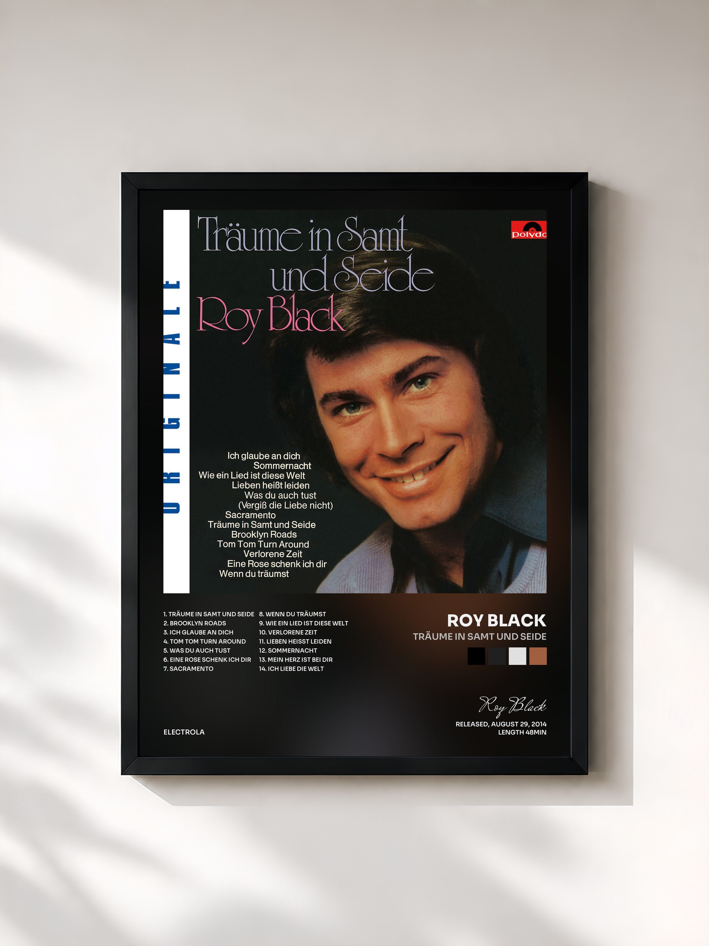 #noir Tableau de l'album Träume in Samt und Seide de Roy Black, cadre noir, imprimé et encadré en France