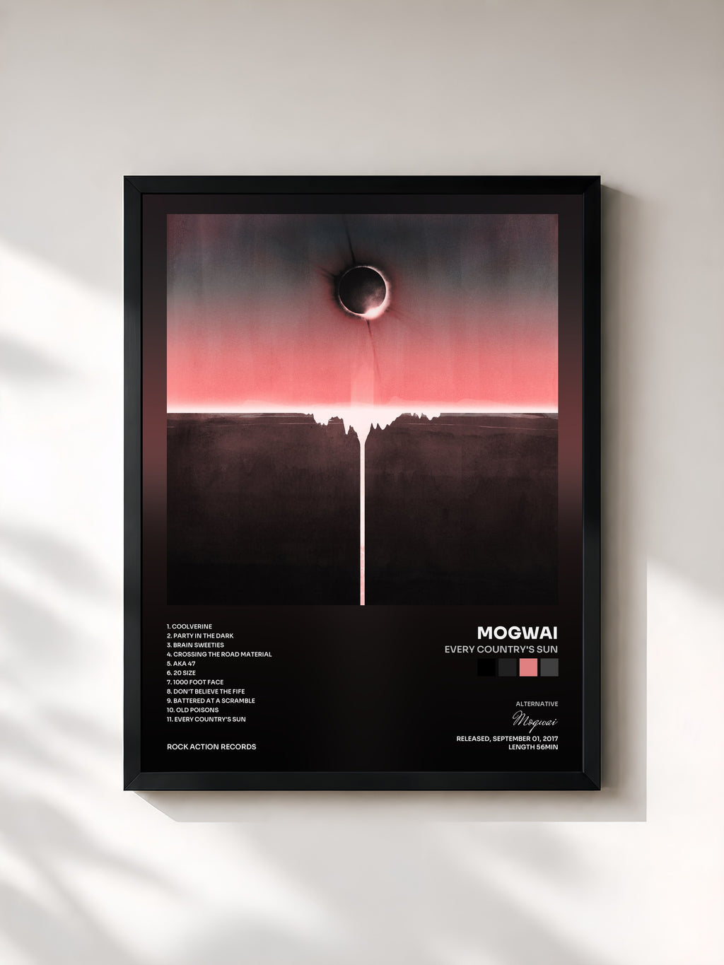 #noir Tableau de l'album Every Country's Sun de Mogwai, cadre noir, imprimé et encadré en France