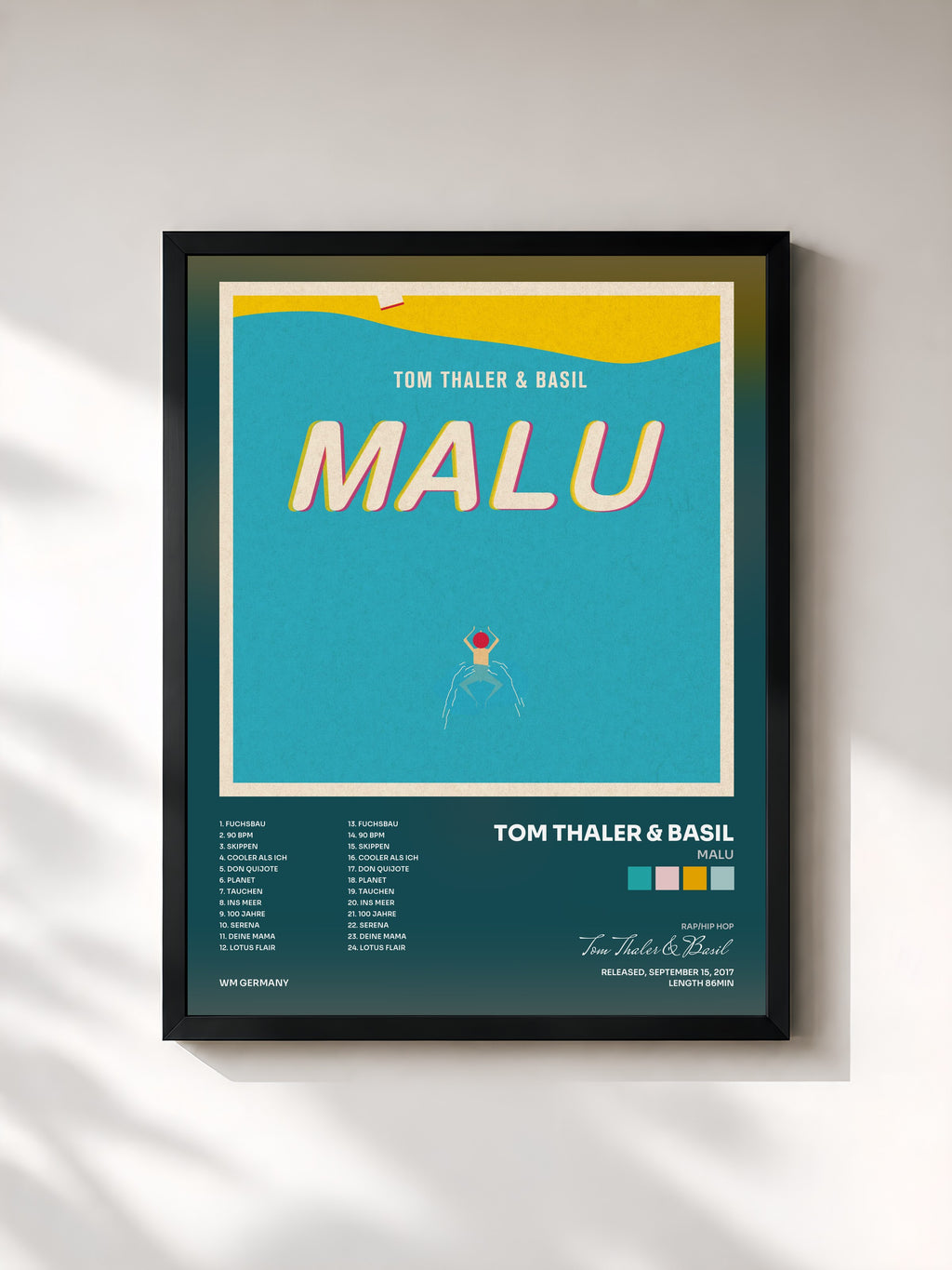 #noir Tableau de l'album Malu de Tom Thaler & Basil, cadre noir, imprimé et encadré en France