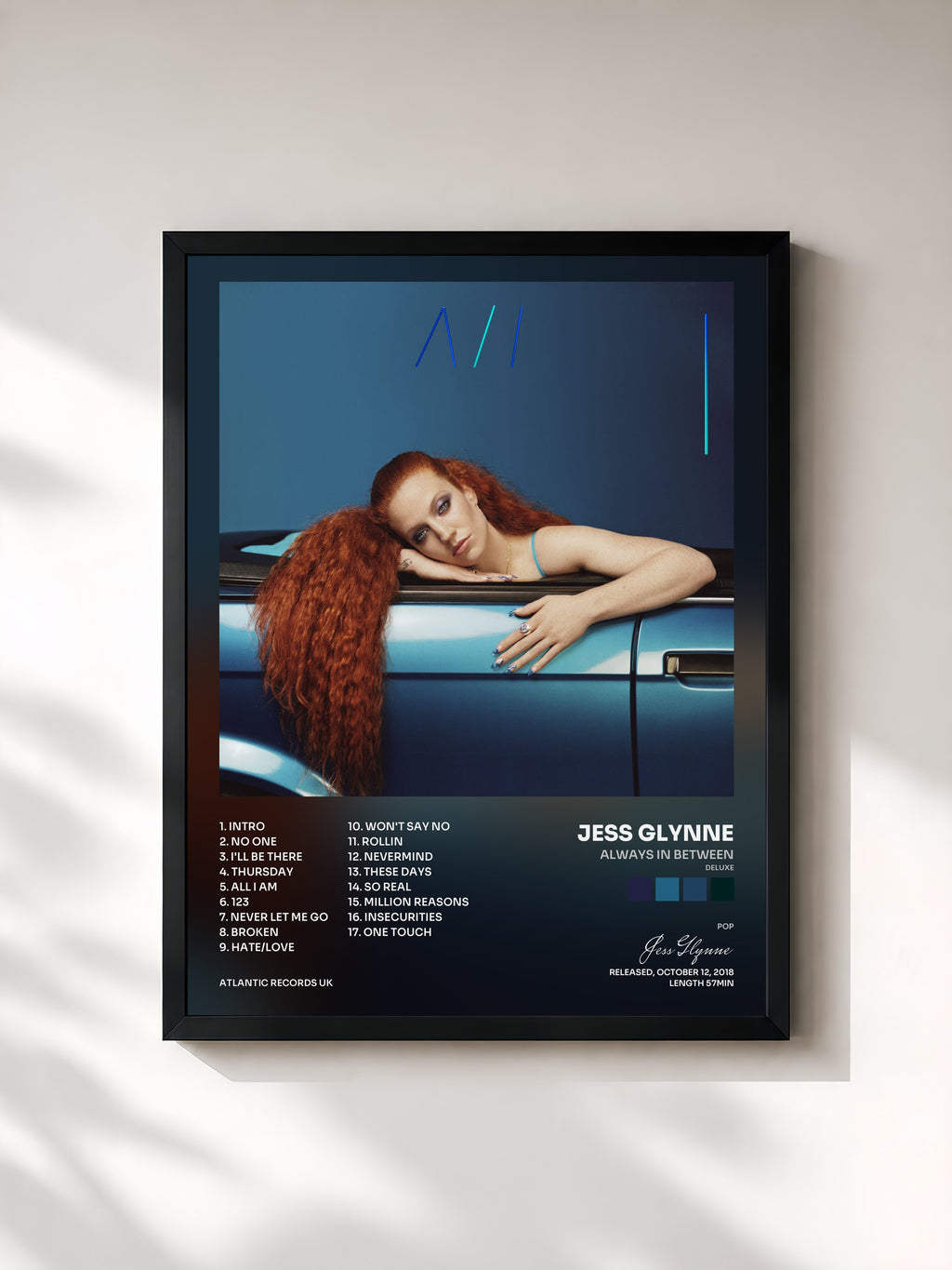 #noir Tableau de l'album Always in Between (Deluxe) de Jess Glynne, cadre noir, imprimé et encadré en France