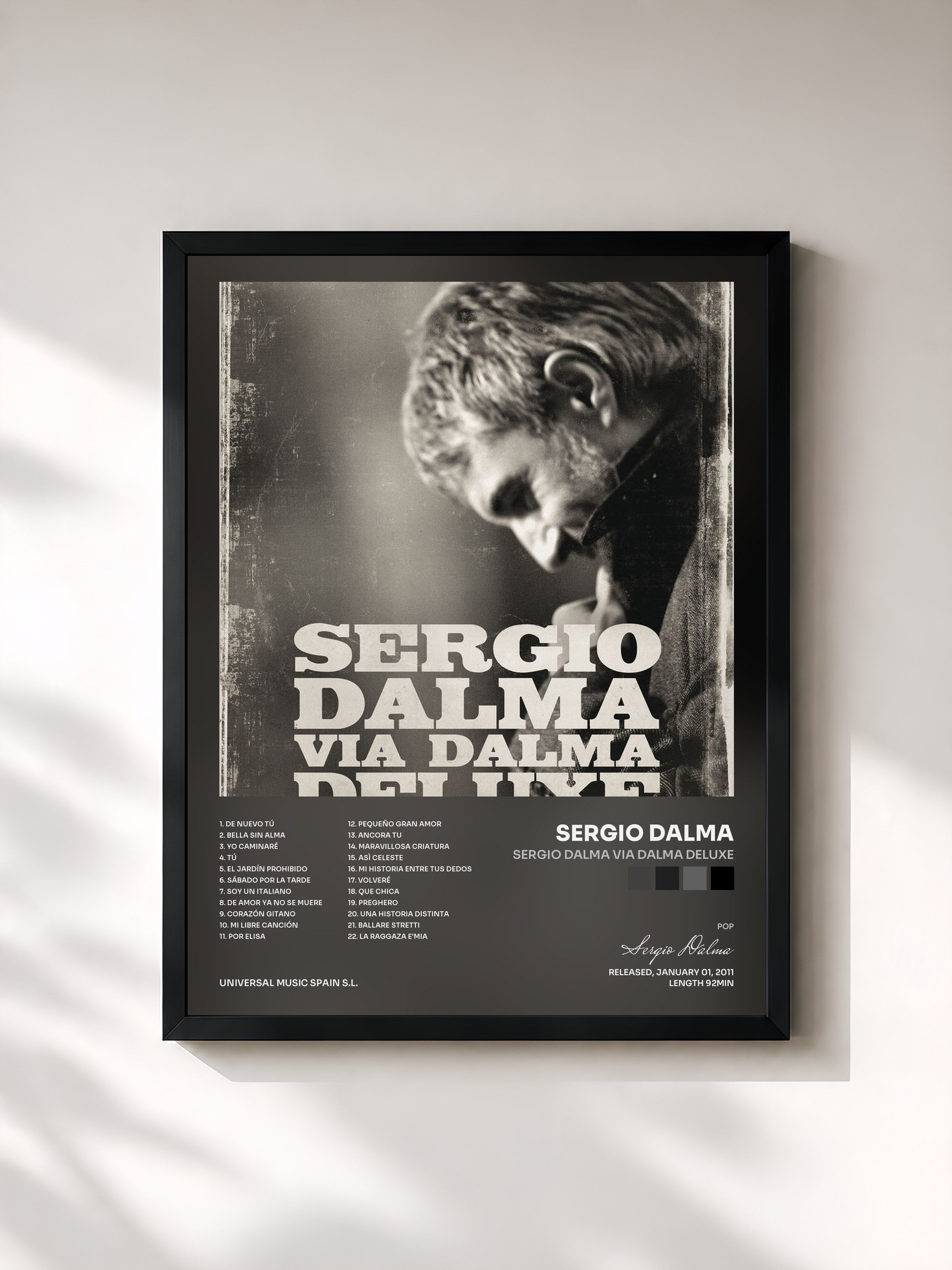 #noir Tableau de l'album Sergio Dalma Via Dalma Deluxe de Sergio Dalma, cadre noir, imprimé et encadré en France