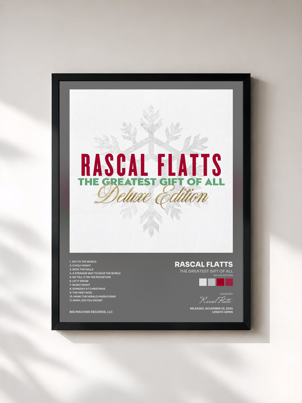 #noir Tableau de l'album The Greatest Gift Of All (Deluxe Edition) de Rascal Flatts, cadre noir, imprimé et encadré en France