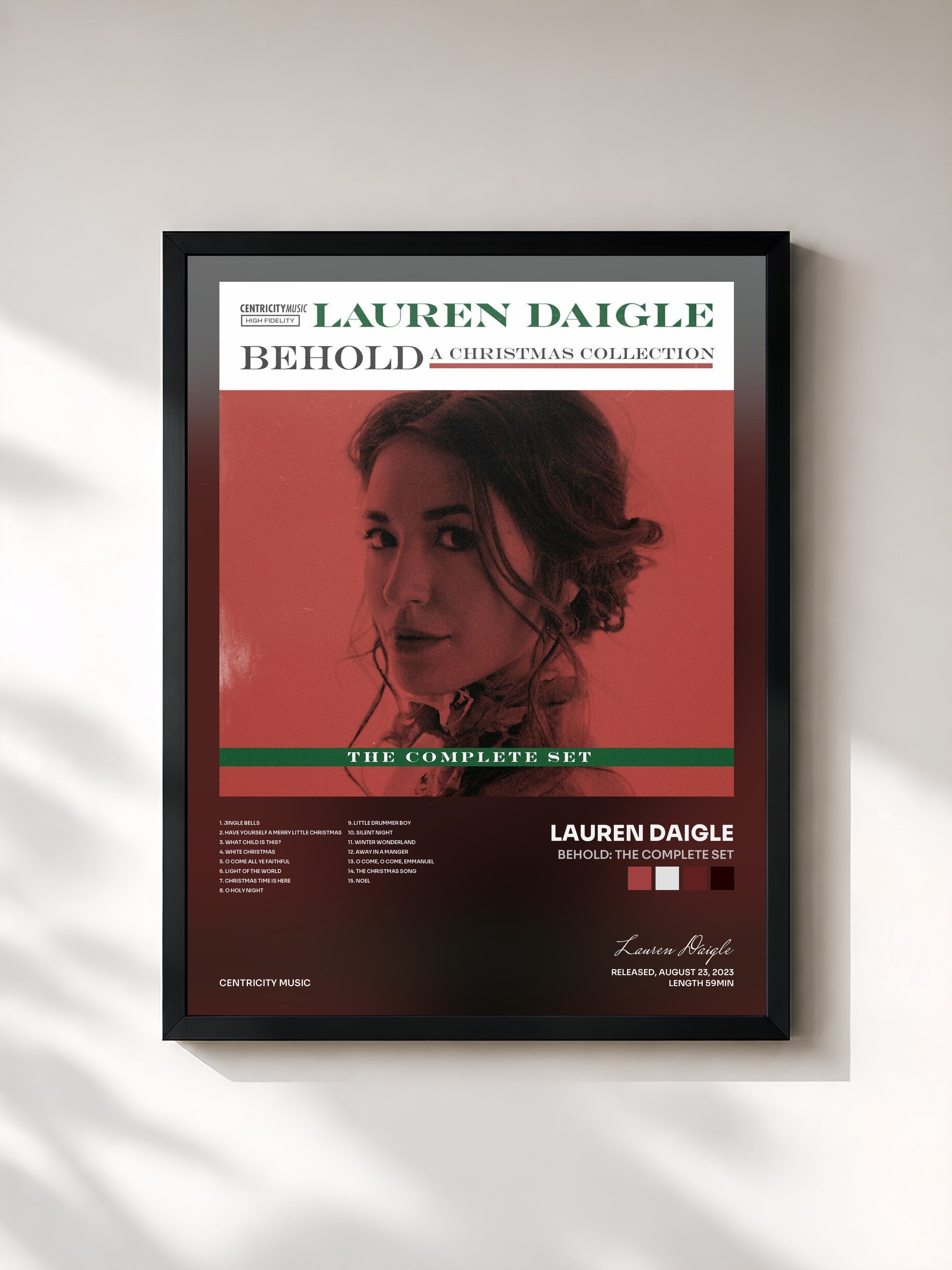 #noir Tableau de l'album Behold: The Complete Set de Lauren Daigle, cadre noir, imprimé et encadré en France