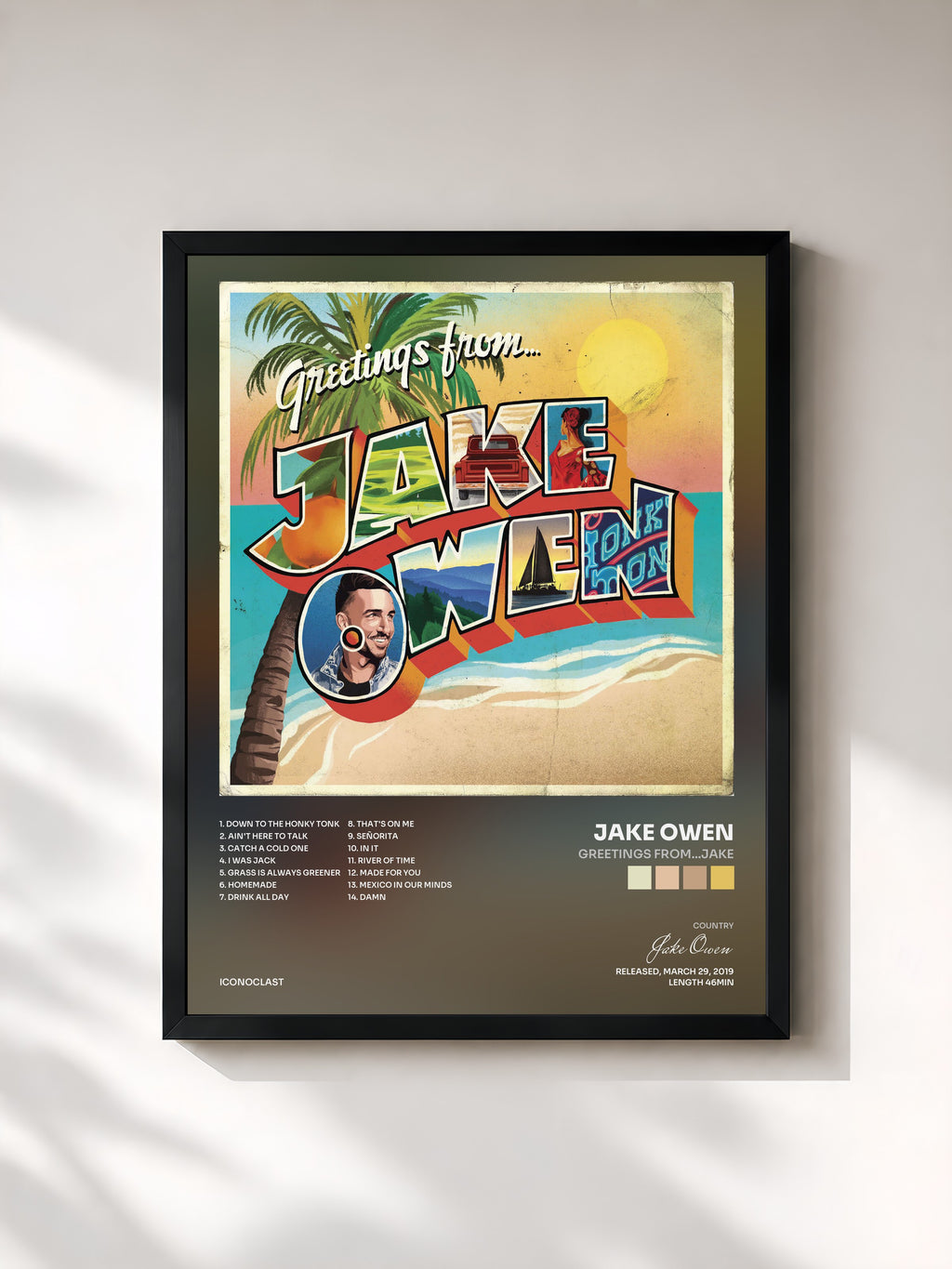 #noir Tableau de l'album Greetings From...Jake de Jake Owen, cadre noir, imprimé et encadré en France