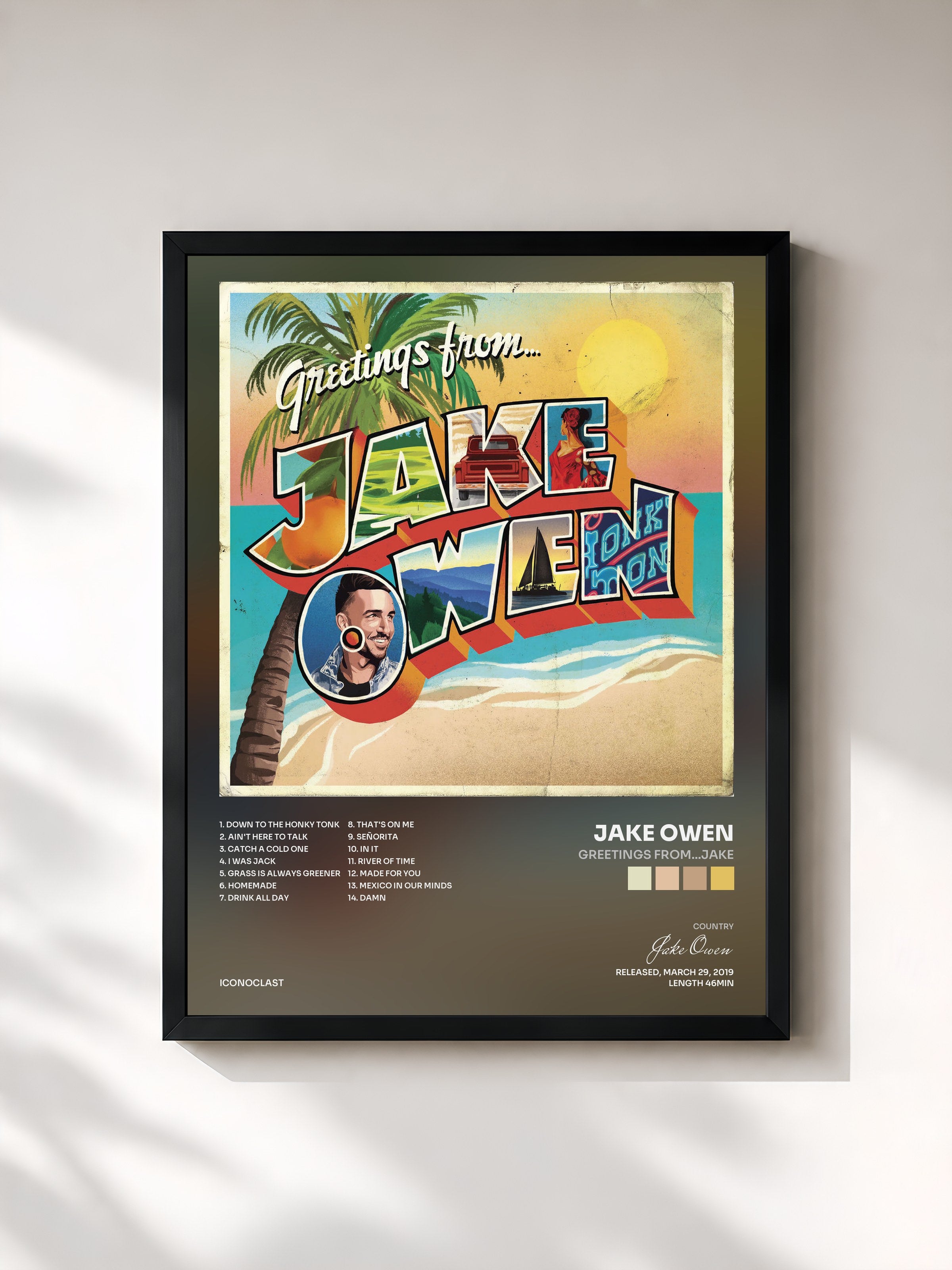 #noir Tableau de l'album Greetings From...Jake de Jake Owen, cadre noir, imprimé et encadré en France