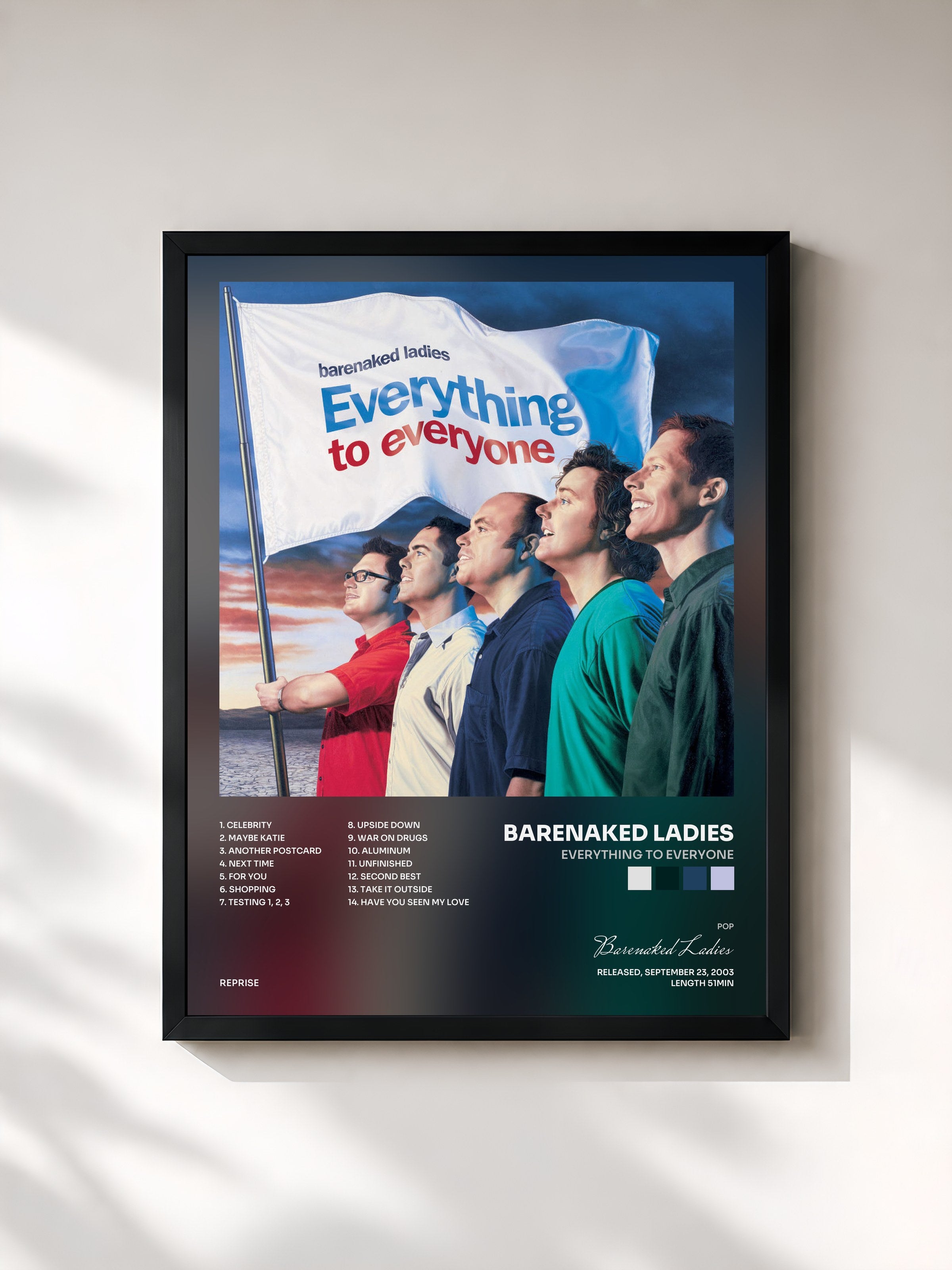#noir Tableau de l'album Everything to Everyone de Barenaked Ladies, cadre noir, imprimé et encadré en France