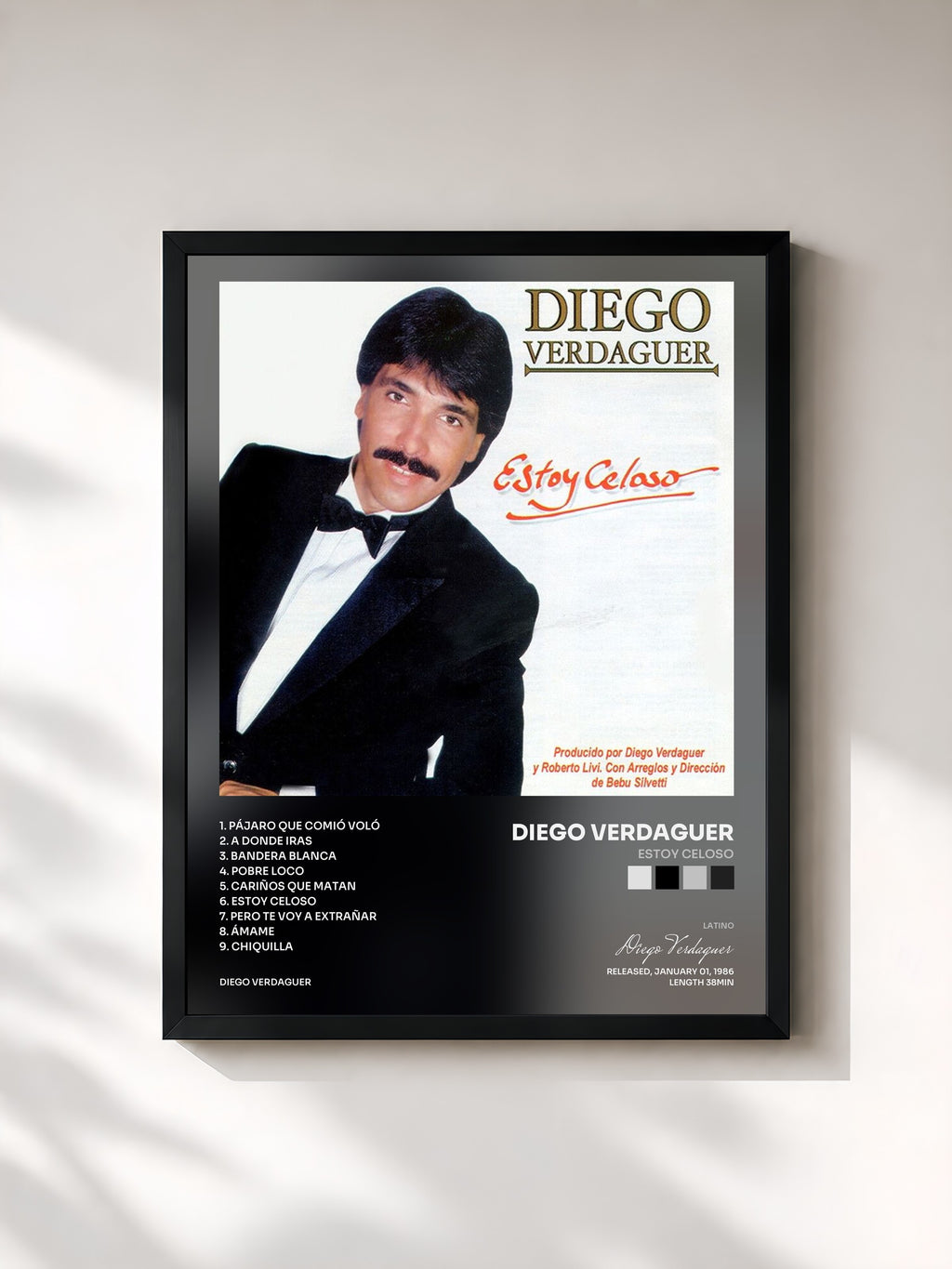 #noir Tableau de l'album Estoy Celoso de Diego Verdaguer, cadre noir, imprimé et encadré en France