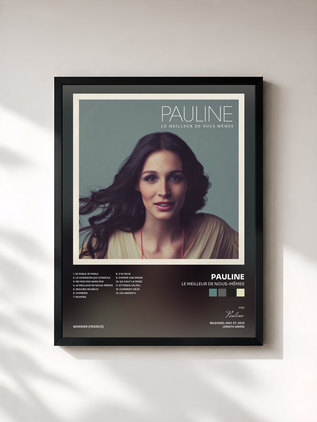 #noir Tableau de l'album Le meilleur de nous-mêmes de Pauline, cadre noir, imprimé et encadré en France