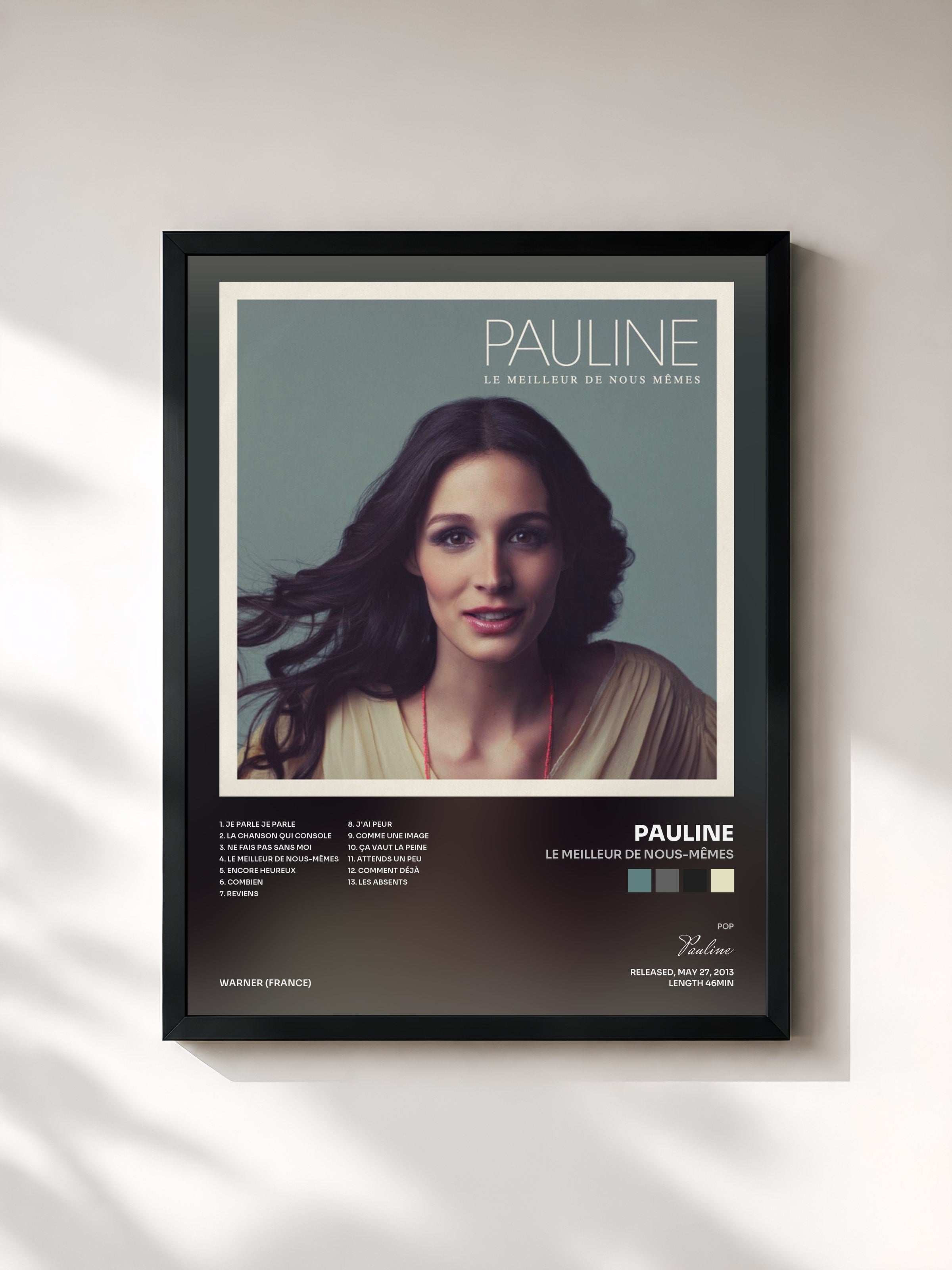 #noir Tableau de l'album Le meilleur de nous-mêmes de Pauline, cadre noir, imprimé et encadré en France