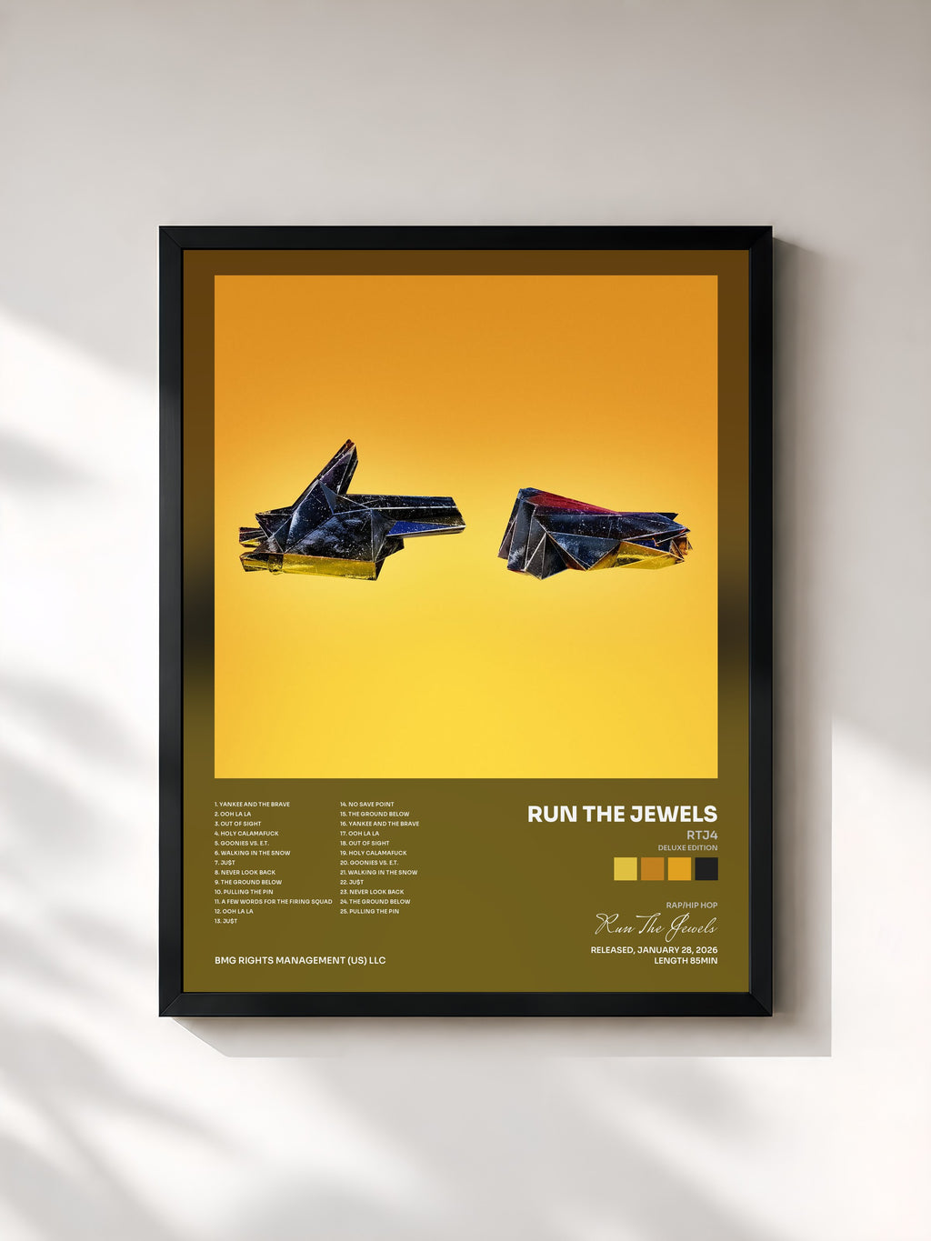 #noir Tableau de l'album RTJ4 (Deluxe Edition) de Run The Jewels, cadre noir, imprimé et encadré en France