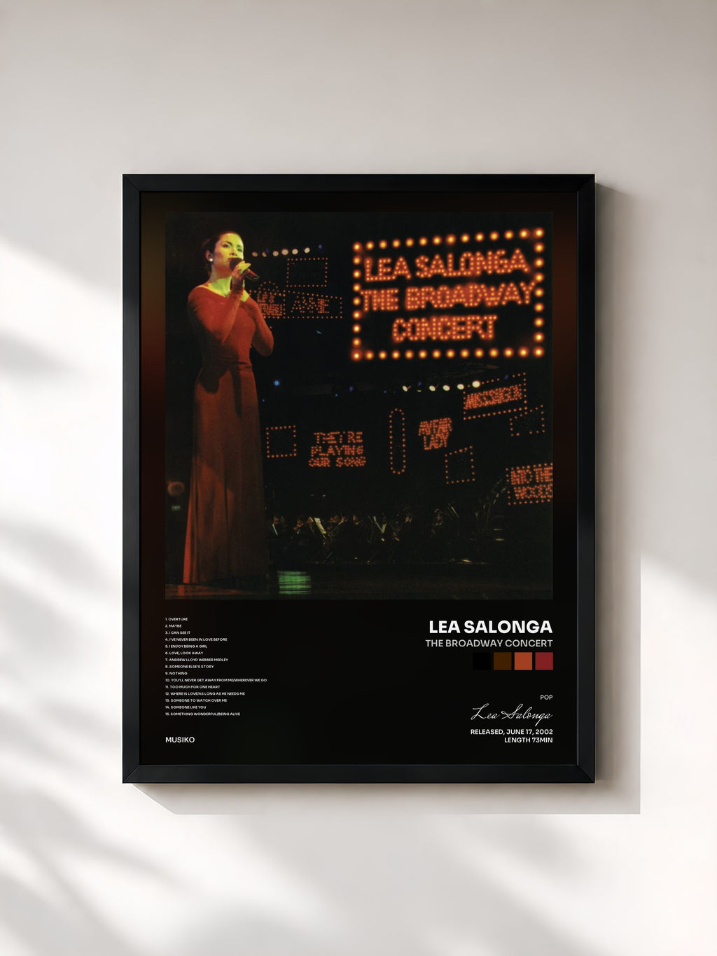 #noir Tableau de l'album The Broadway Concert de Lea Salonga, cadre noir, imprimé et encadré en France