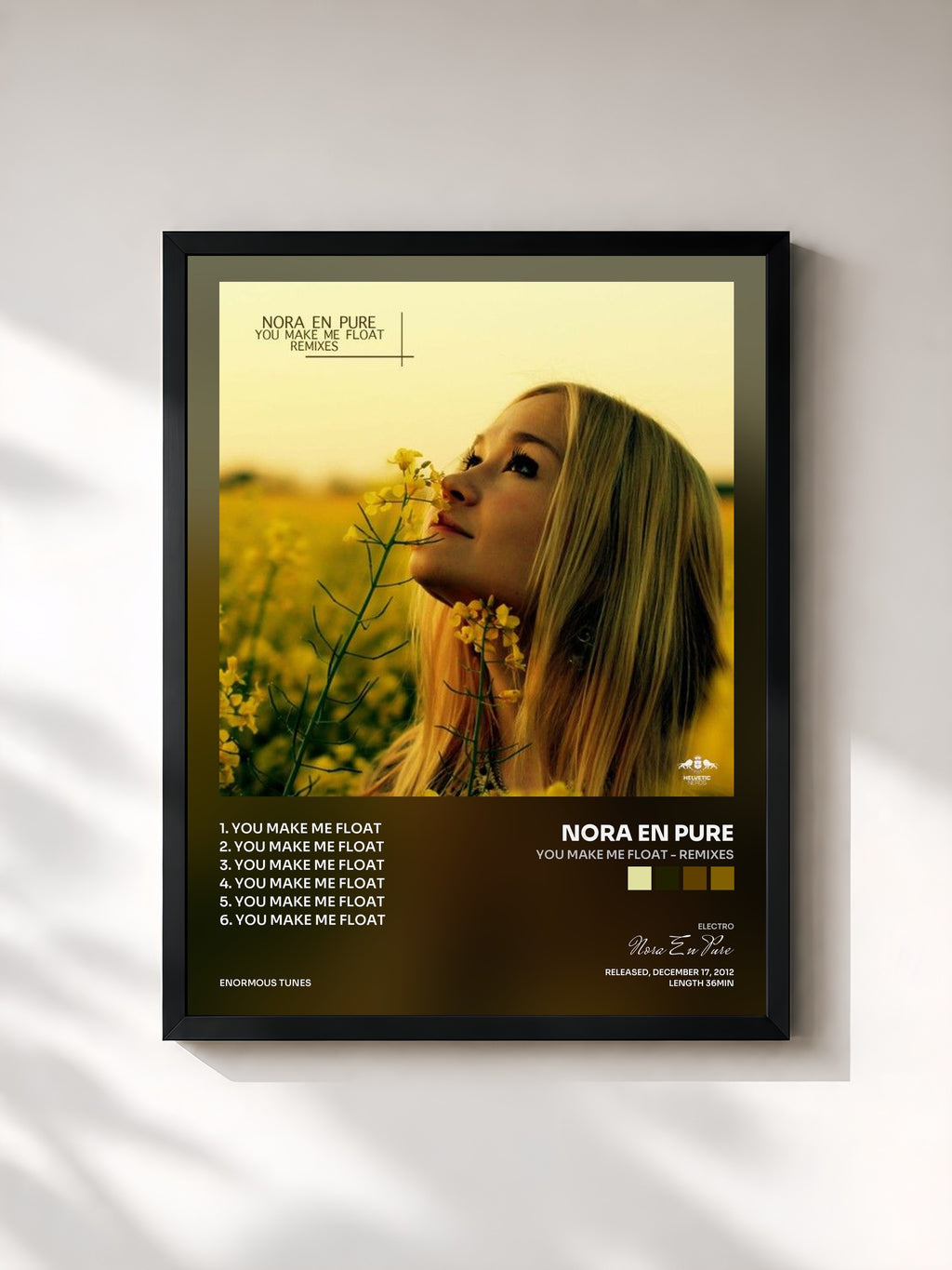 #noir Tableau de l'album You Make Me Float - Remixes de Nora En Pure, cadre noir, imprimé et encadré en France