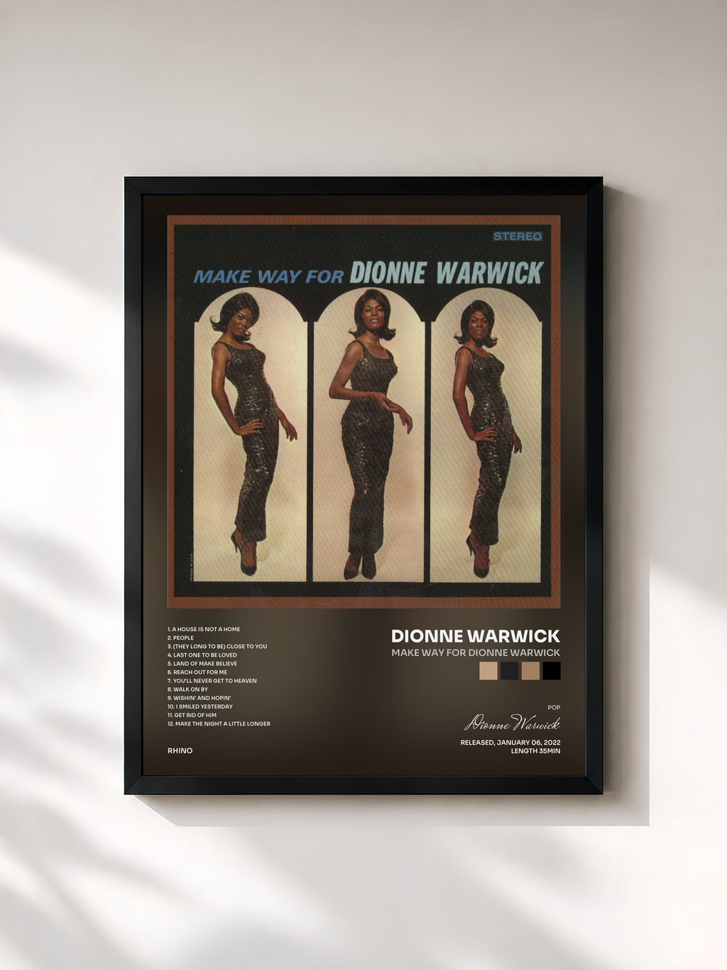 #noir Tableau de l'album Make Way for Dionne Warwick de Dionne Warwick, cadre noir, imprimé et encadré en France