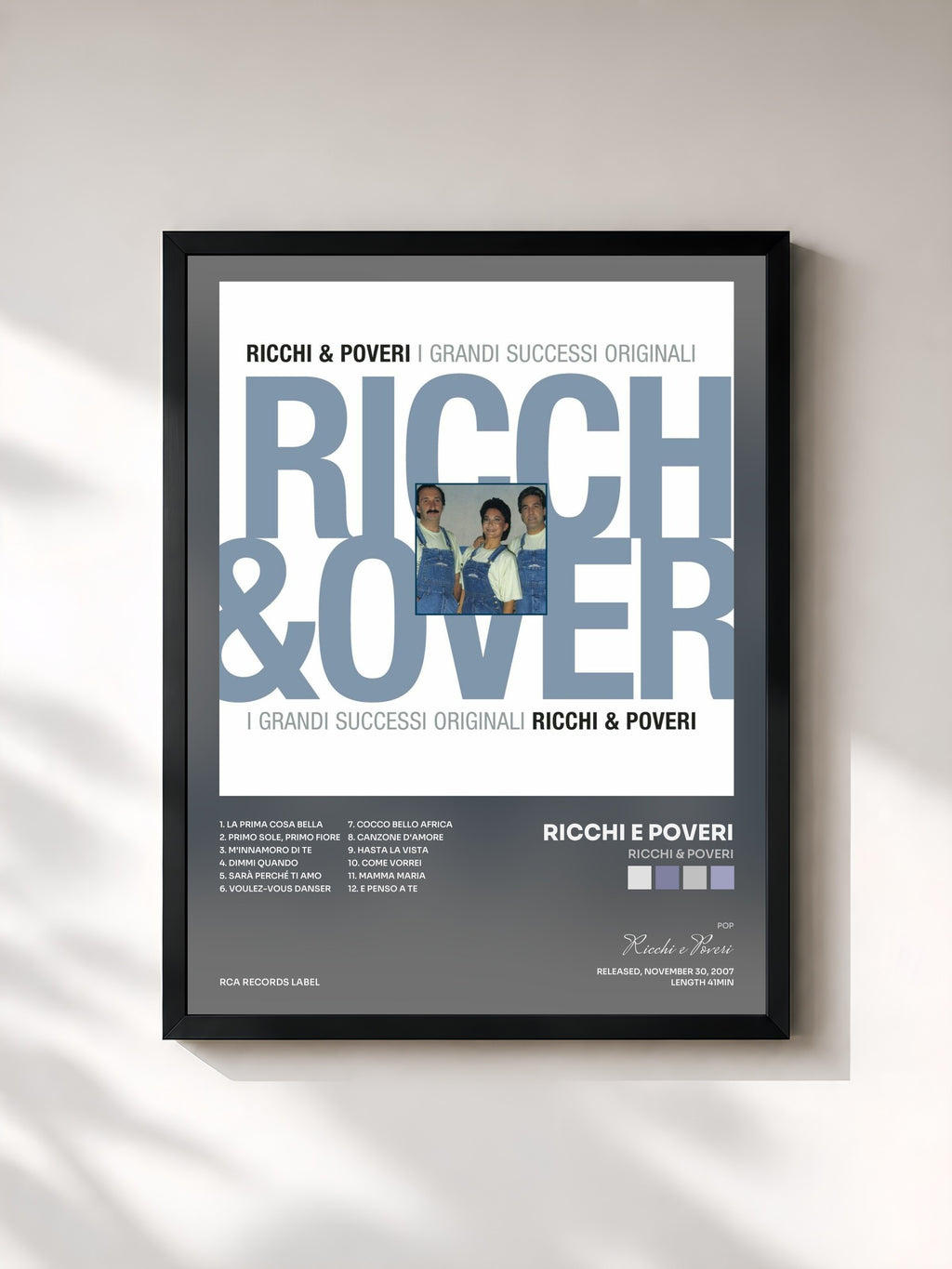 #noir Tableau de l'album Ricchi & Poveri de Ricchi e Poveri, cadre noir, imprimé et encadré en France