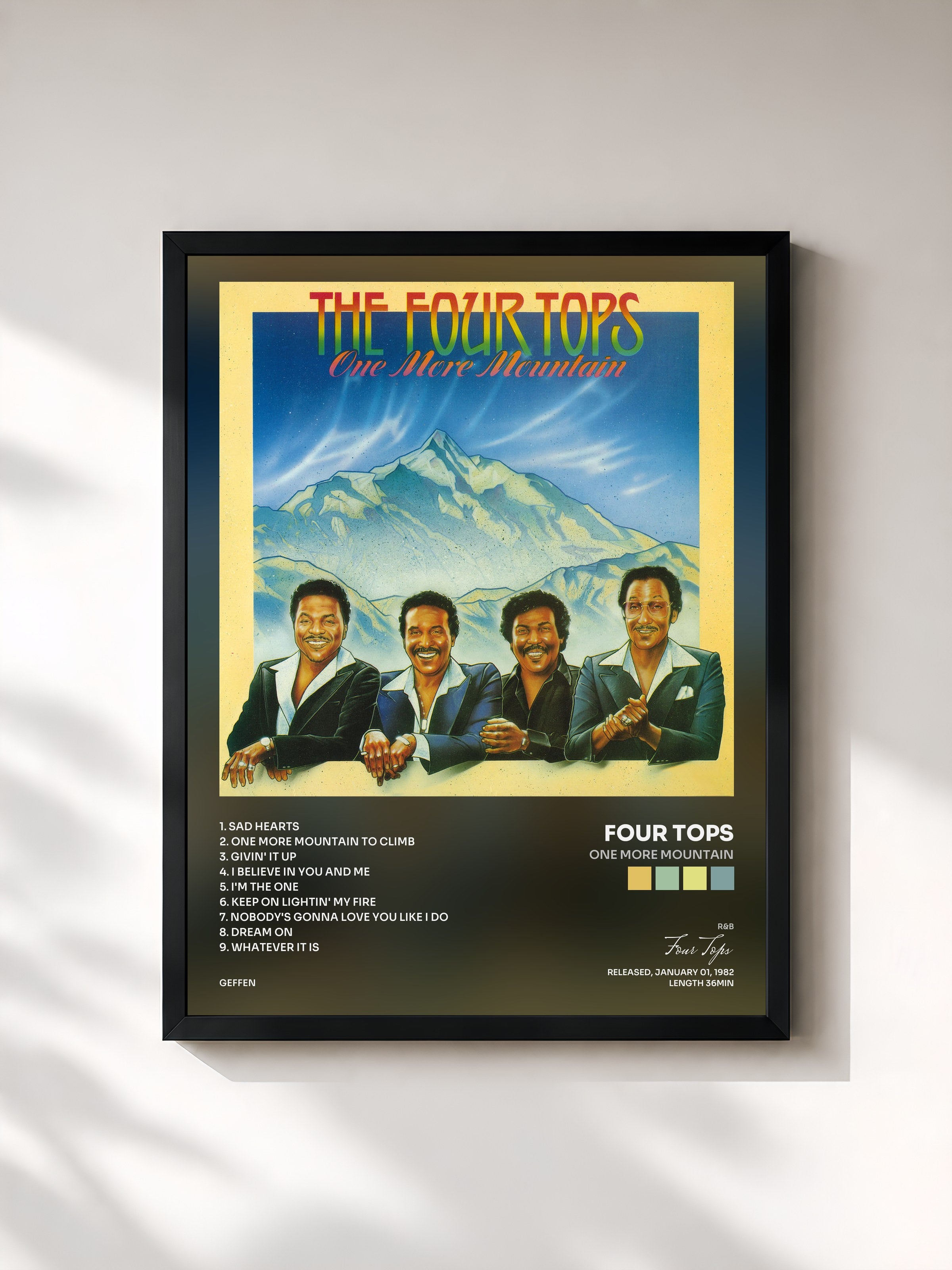 #noir Tableau de l'album One More Mountain de Four Tops, cadre noir, imprimé et encadré en France