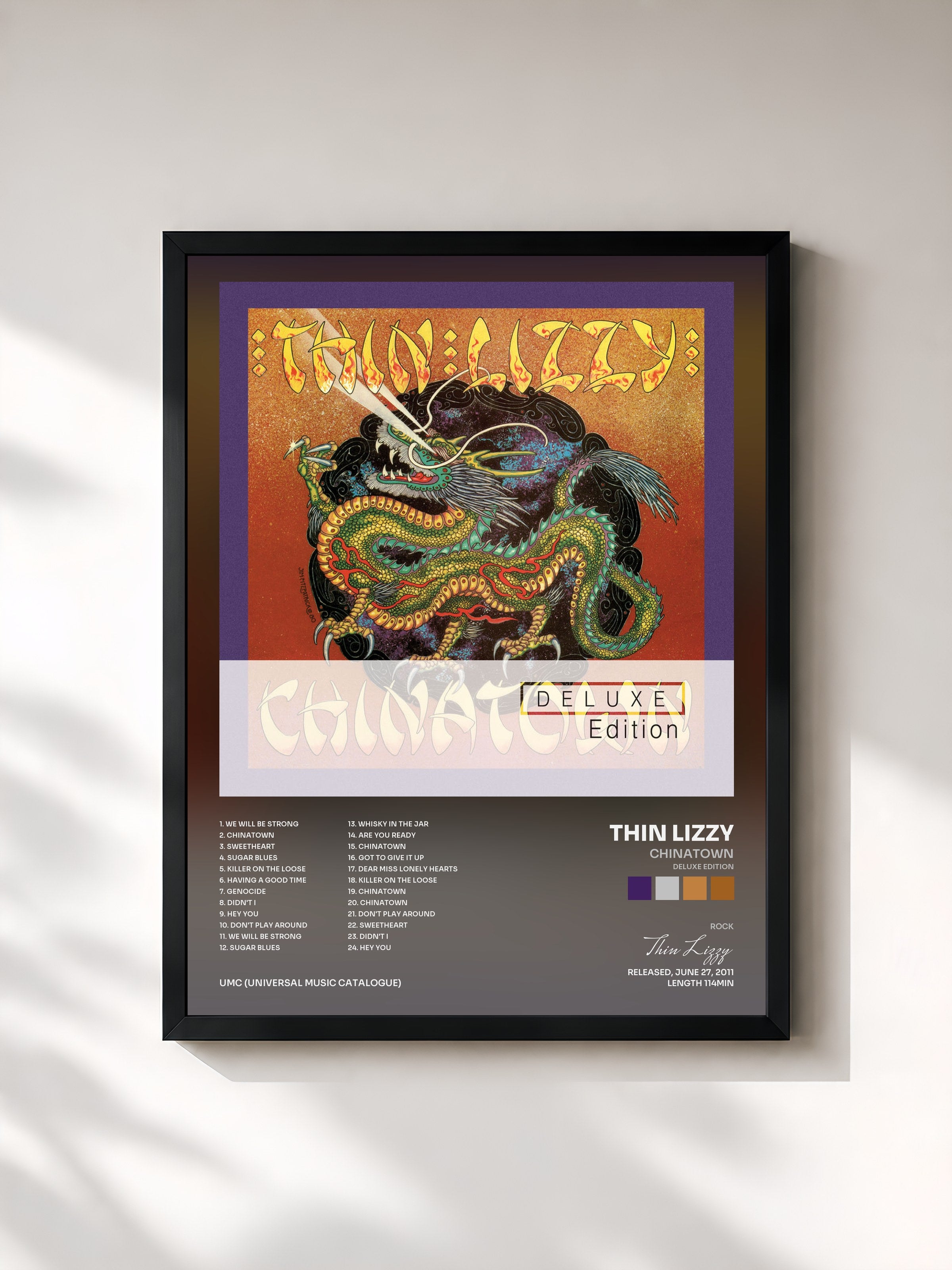 #noir Tableau de l'album Chinatown (Deluxe Edition) de Thin Lizzy, cadre noir, imprimé et encadré en France