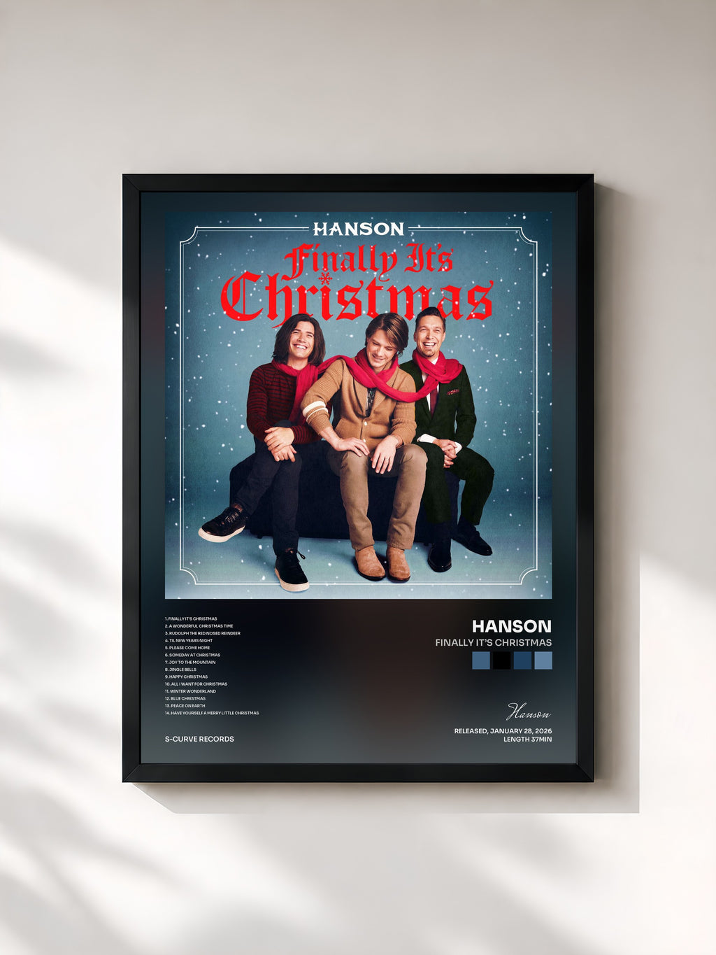 #noir Tableau de l'album Finally It’s Christmas de Hanson, cadre noir, imprimé et encadré en France